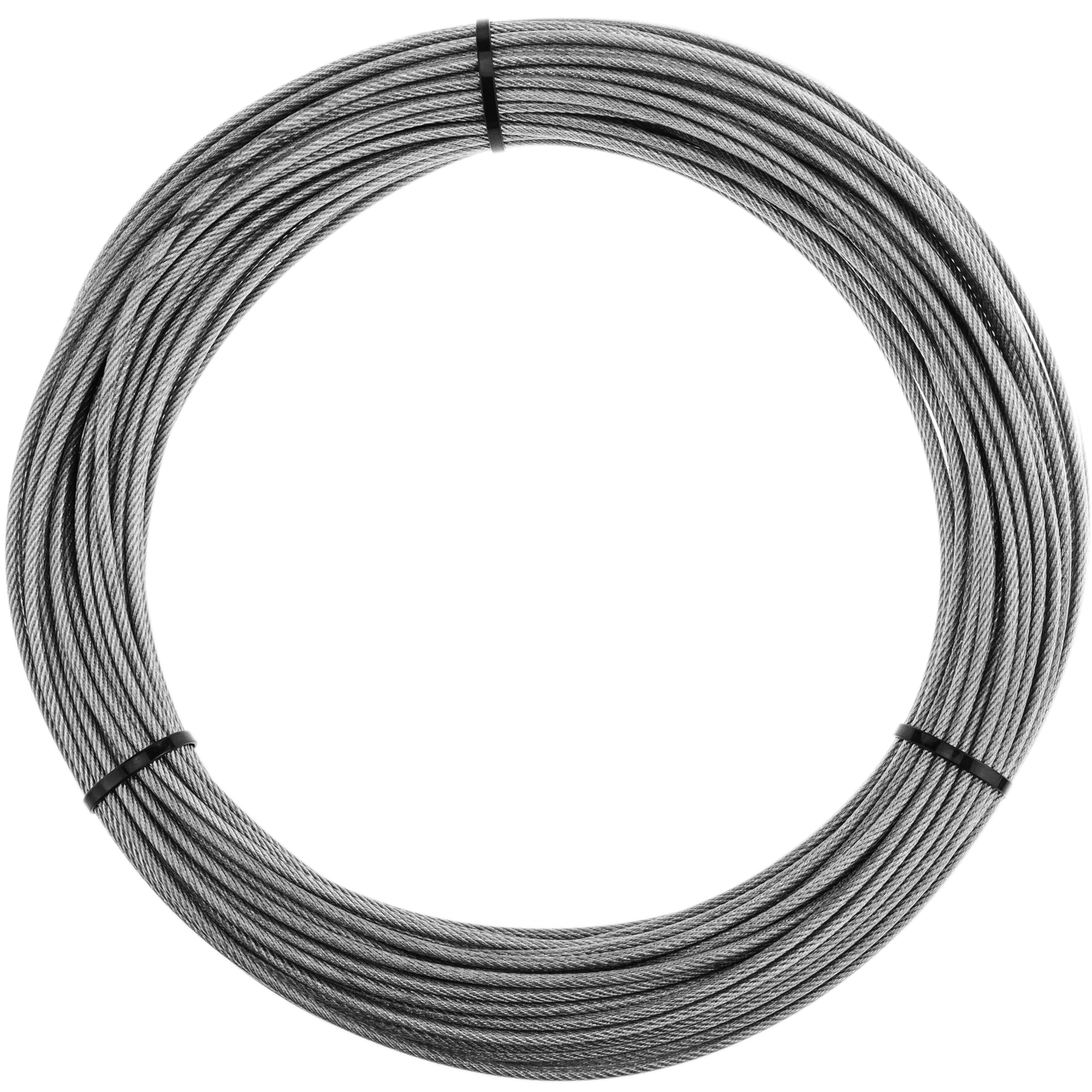 Câble en acier inoxydable 7x7 de 6 mm. Bobine de 10 m. PVC noir - Cablematic