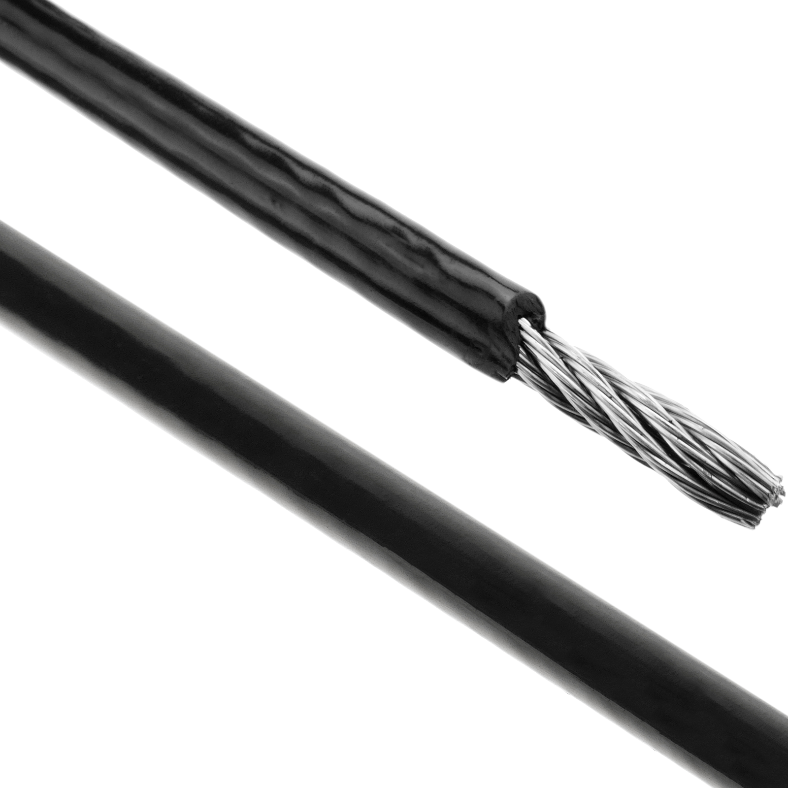 Cable de acero inoxidable 7x7 de 6 mm. Bobina de 100 m. Recubierto de PVC  negro - Cablematic
