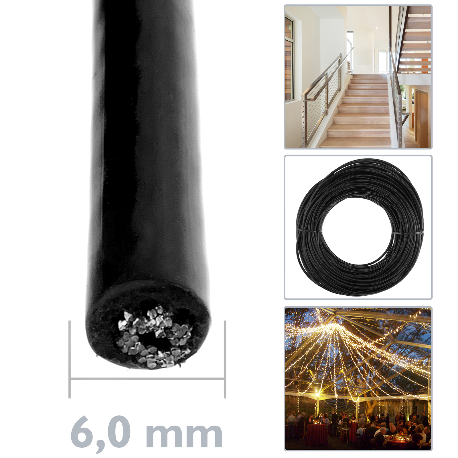 Rouleau de 100m câble acier non gainé Ø 6mm - FESTILIGHT 90685