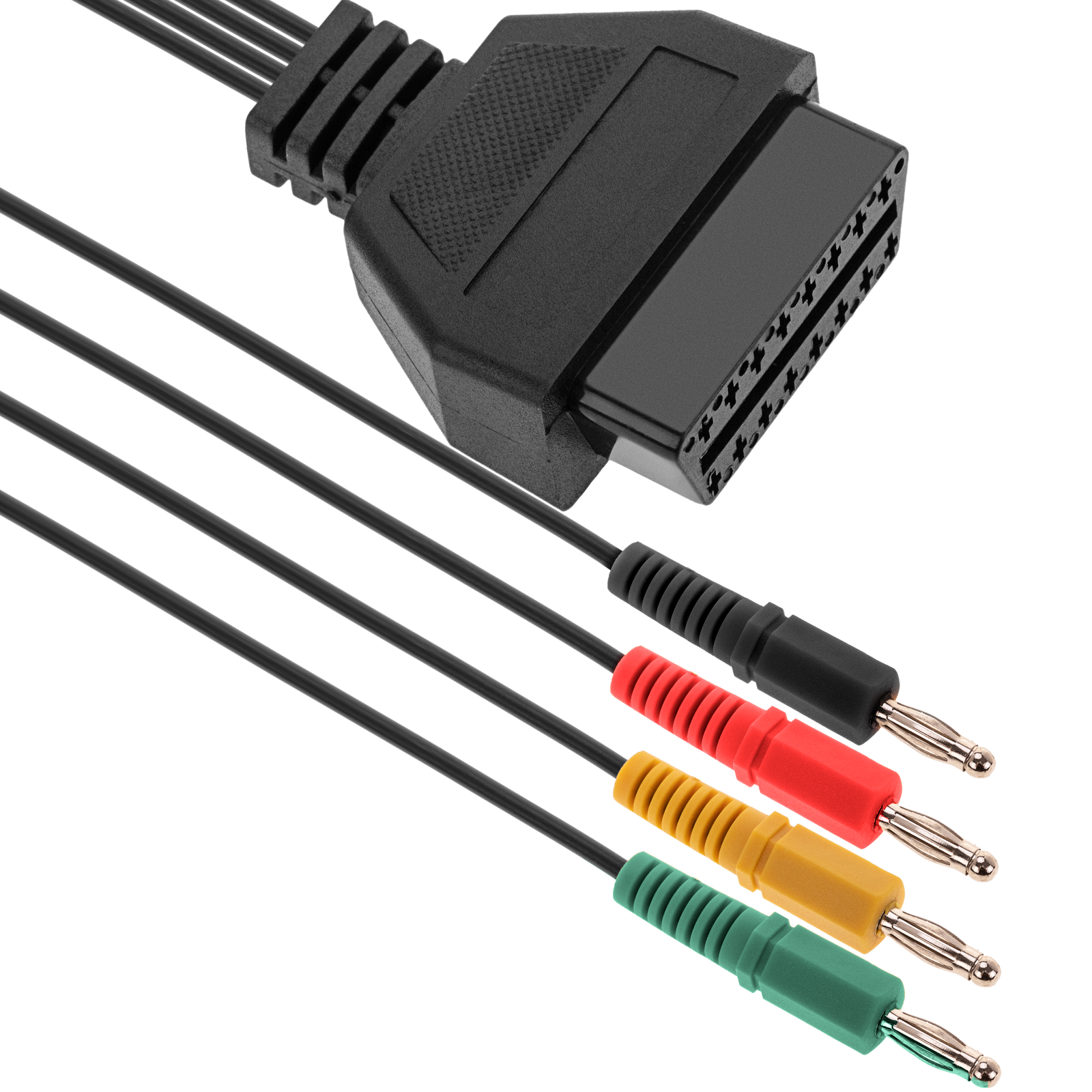 Cable de diagnóstico OBD II de 16 pin hembra a cuatro conexiones