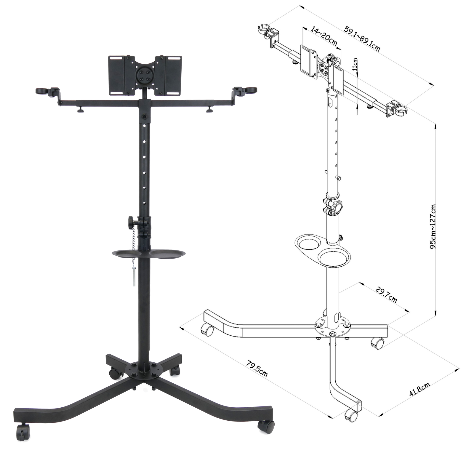 Soporte de pie con ruedas para pantalla plana TV VESA 50 75 100 200 y  altavoces - Cablematic