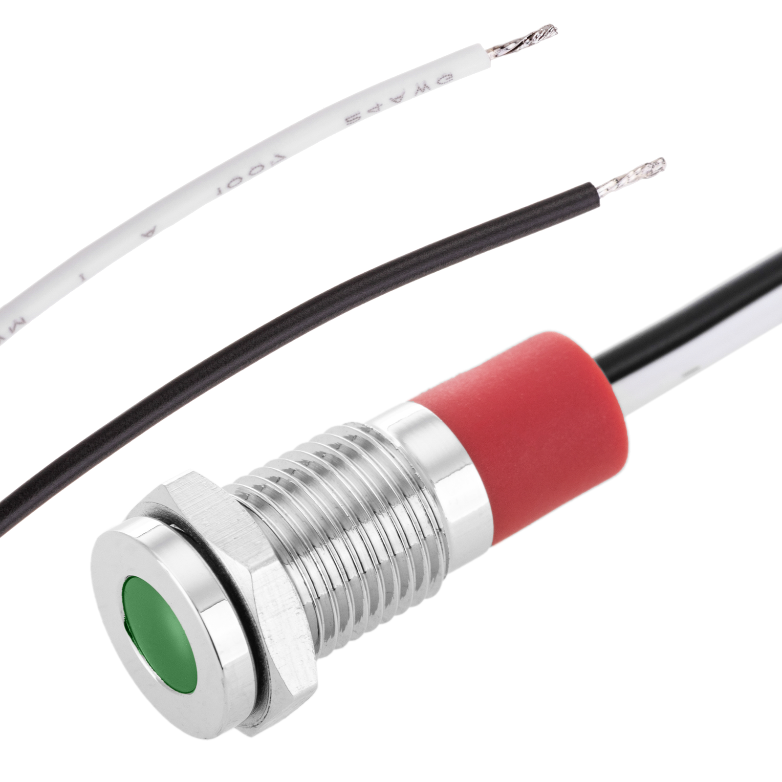 Luce pilota a LED verde per montaggio a pannello da 8 mm 220VAC - Cablematic