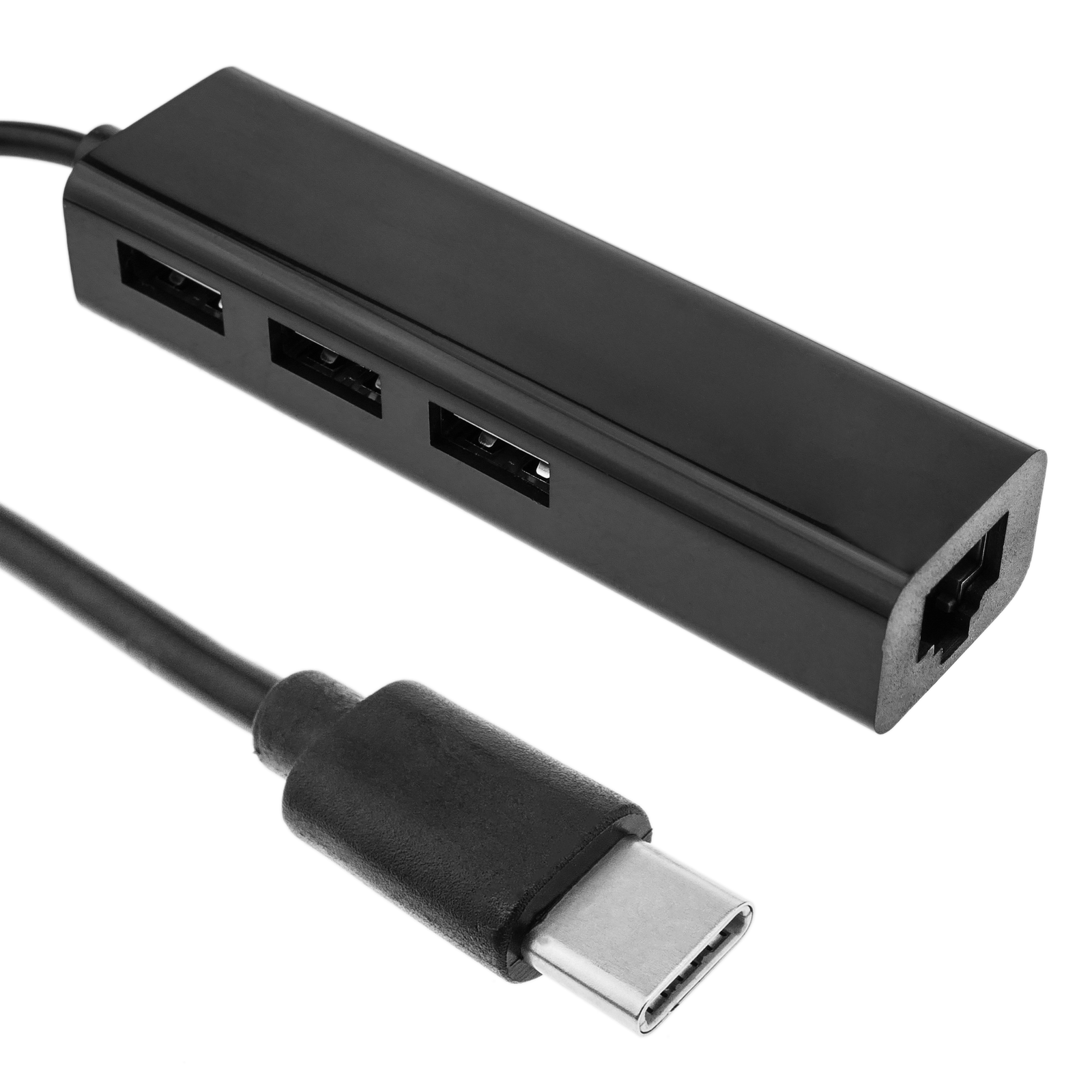 Sharkoon - 3-Port USB 3.0 Aluminium Hub + RJ45 Ethernet Adapter Type C