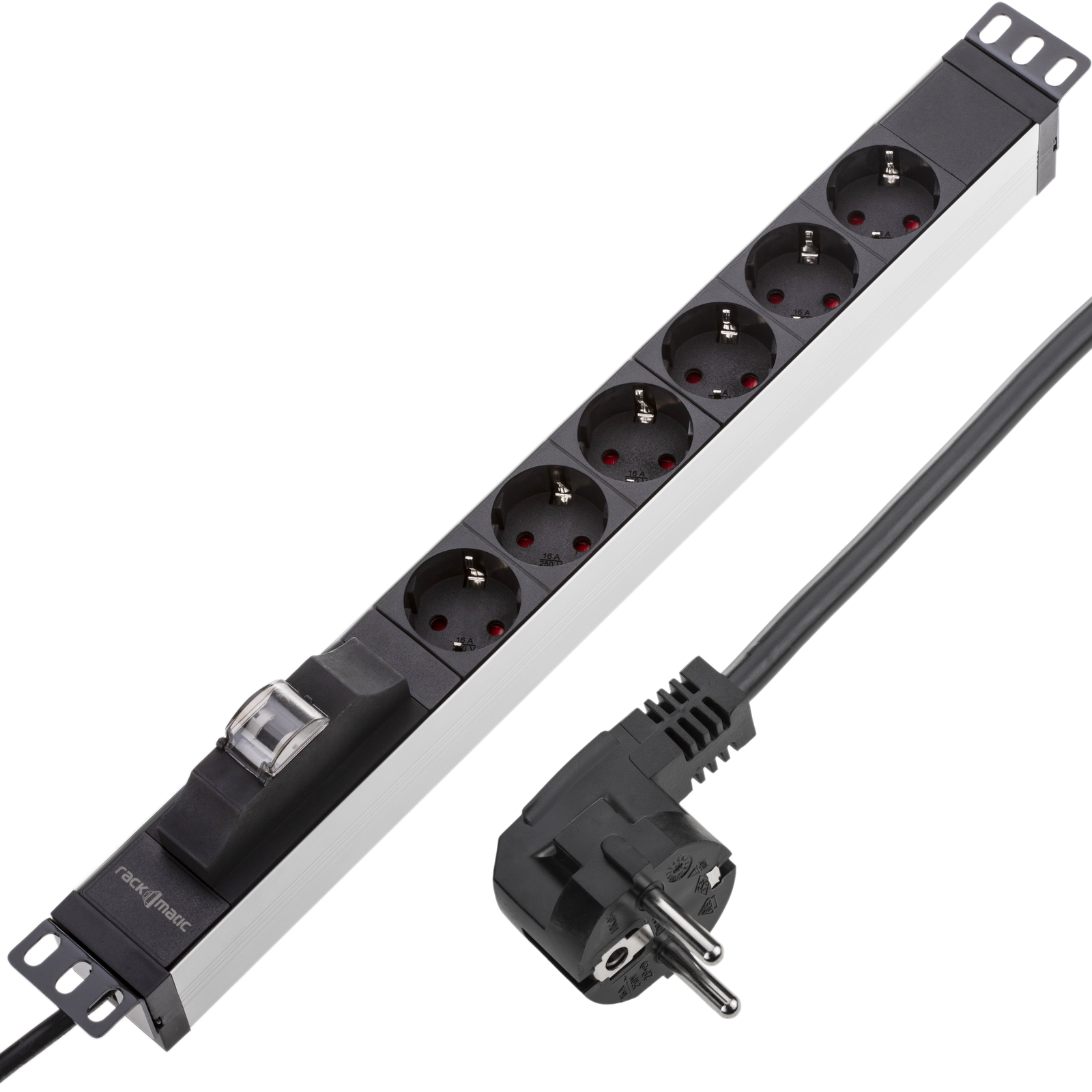 REGLETA RACK GEMBIRD 1U 16A 8 TOMAS NEGRO 3 M CON INTERRUPTOR - PCBox