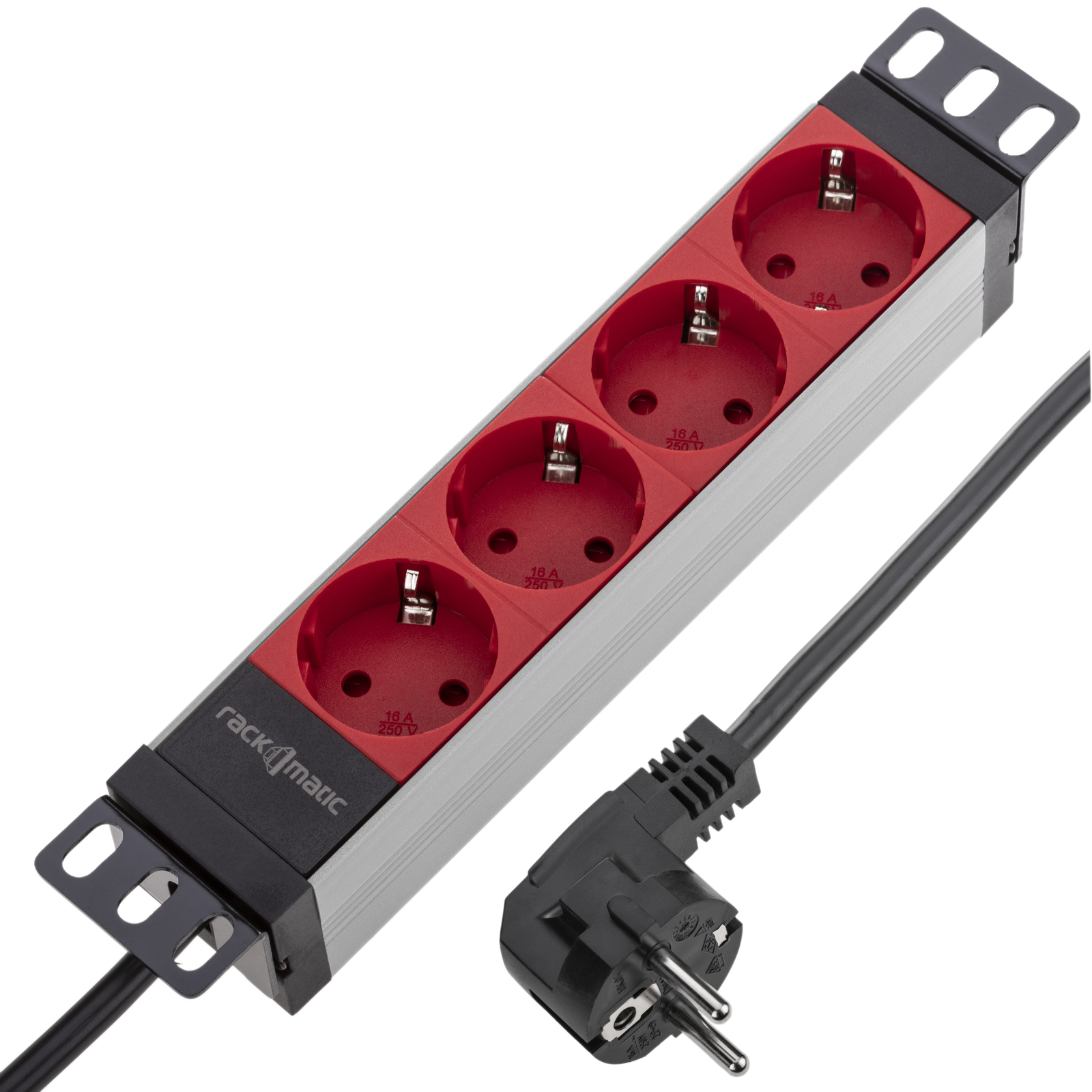 Alargador eléctrico de 10m Schuko macho a Schuko hembra color rojo