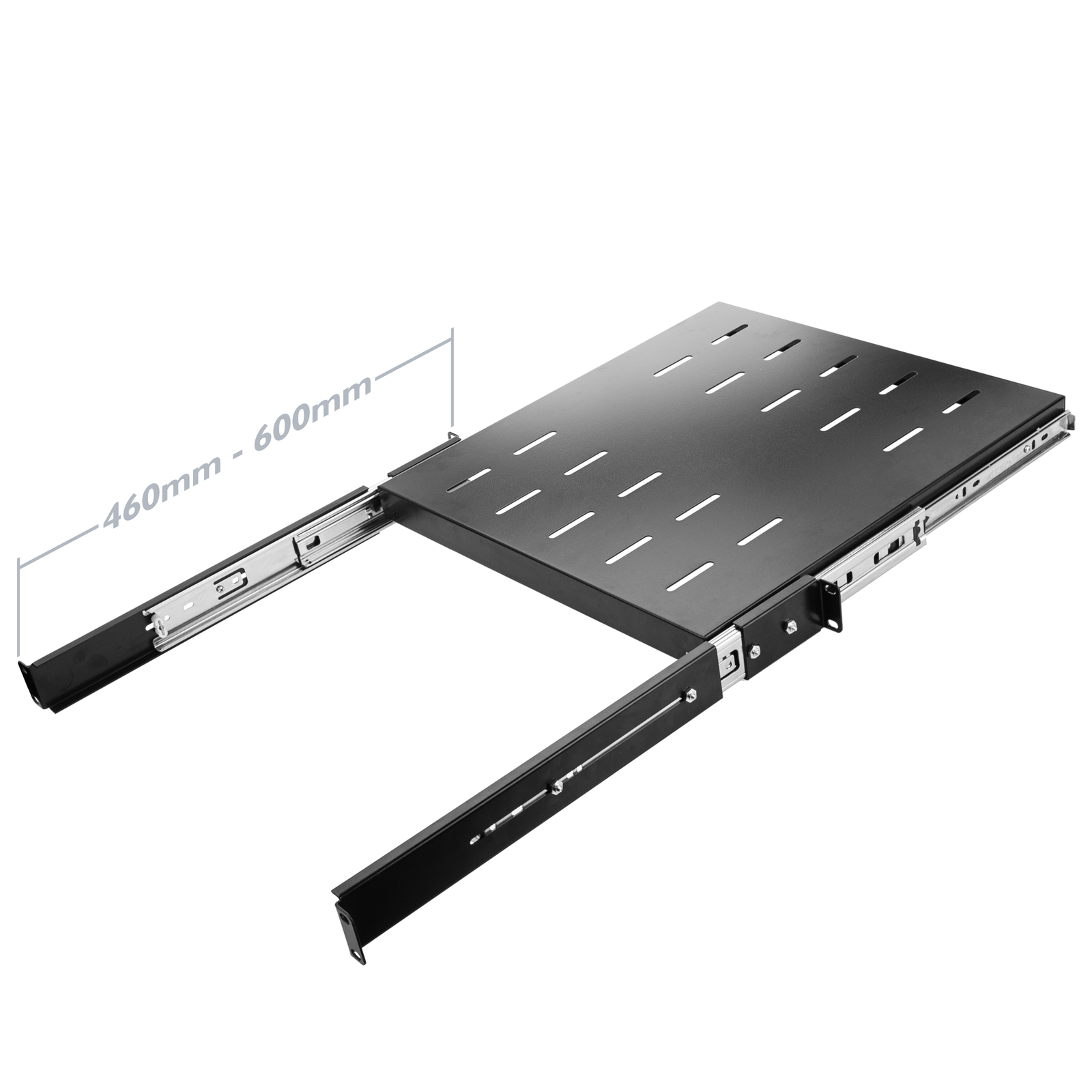 Telescopic tray for server rack 19 inch 1U 550mm depth sliding slides shelf  - Cablematic