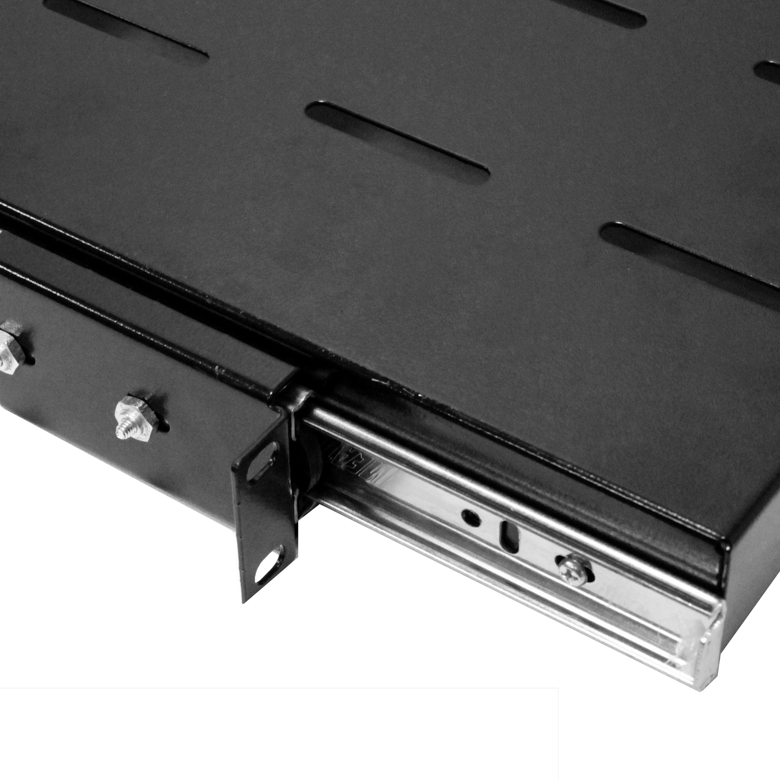 Telescopic tray for server rack 19 inch 1U 550mm depth sliding slides shelf  - Cablematic