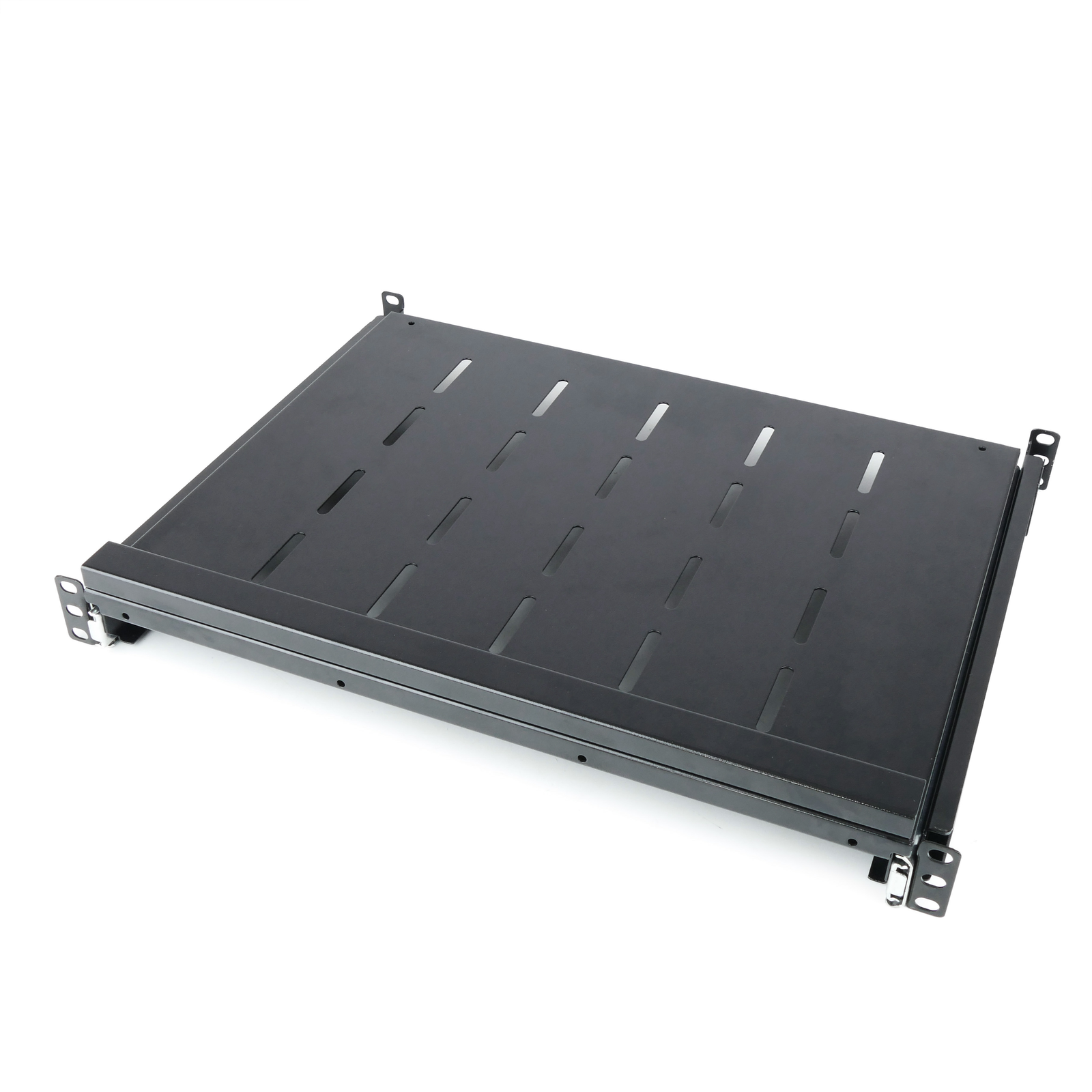 Telescopic tray for server rack 19 inch 1U 550mm depth sliding slides shelf  - Cablematic