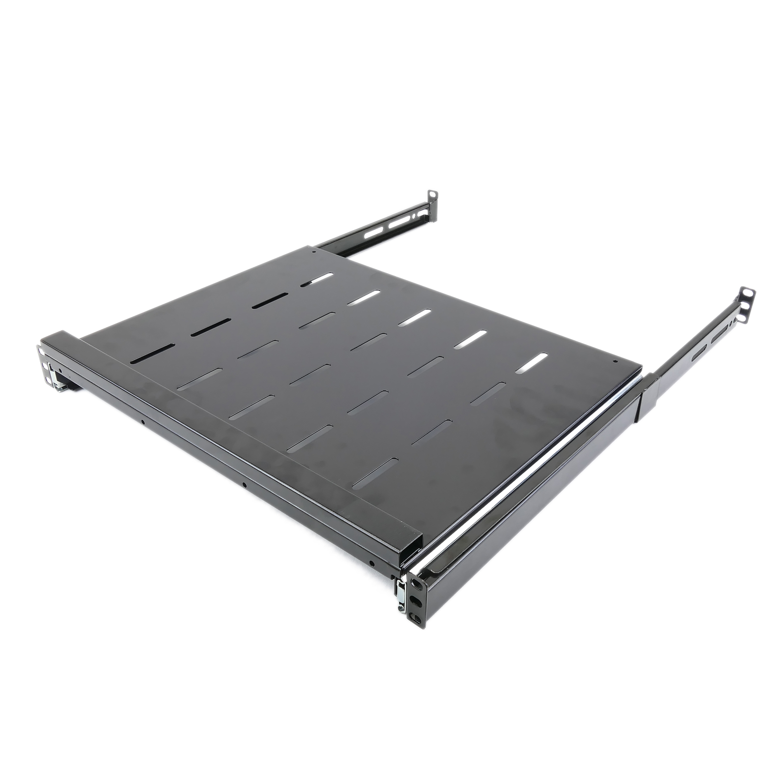 Telescopic tray for server rack 19 inch 1U 550mm depth sliding slides shelf  - Cablematic