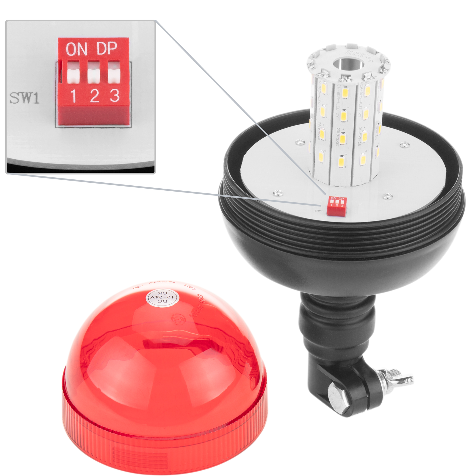 B Blesiya Flexible LED Warning Emergency Flash Strobe Rotating Beacon Light Motor Red 