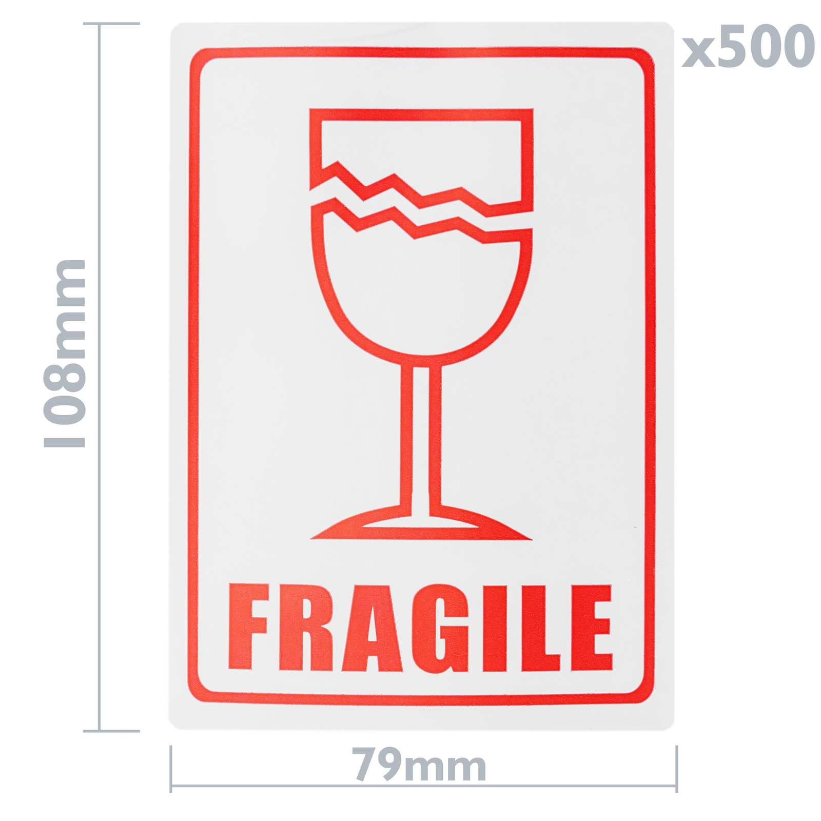 108 x 79mm 500 Labels per Roll Large Image Pack of 2 Fragile Parcel Labels 