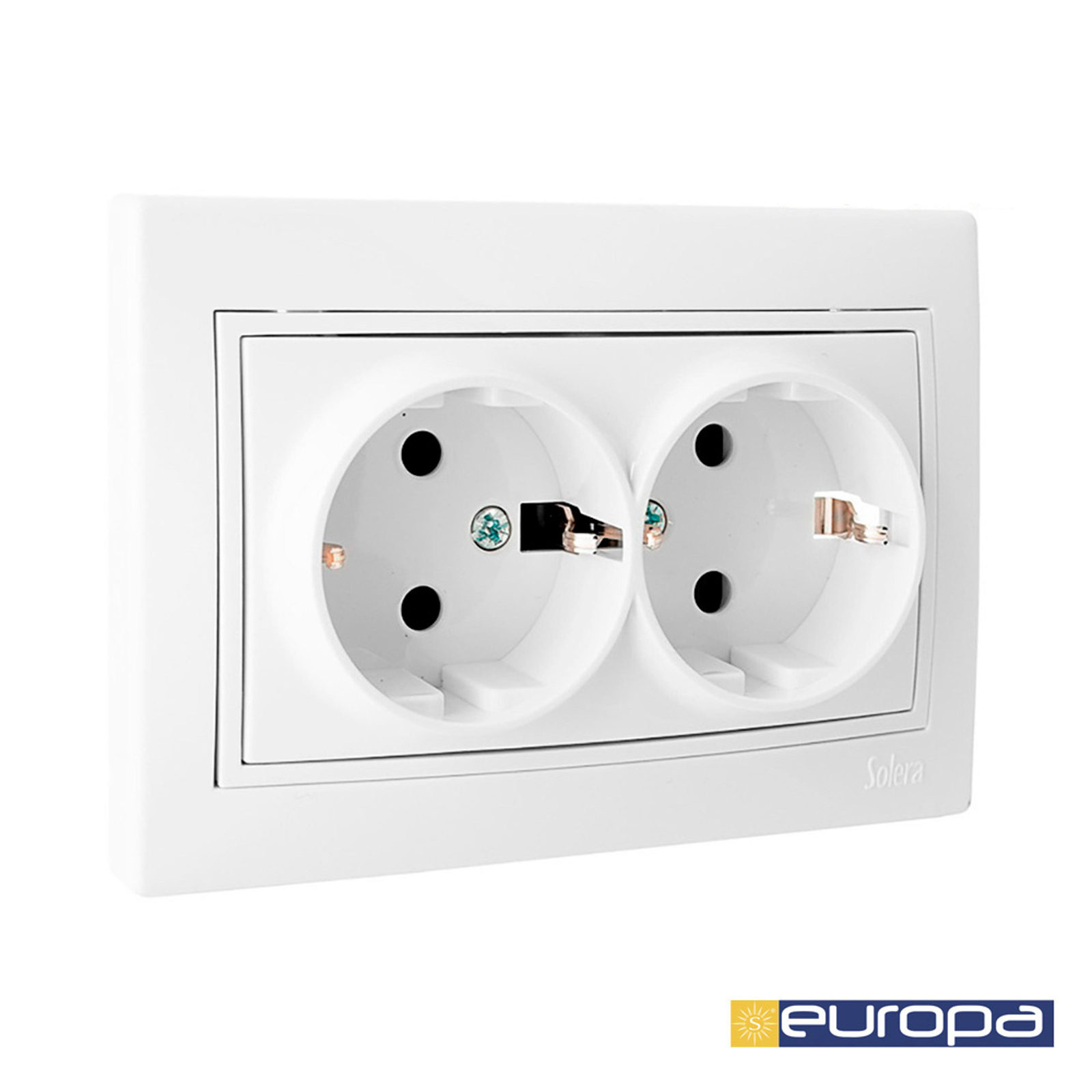 Base fija doble de empotrar con 2 puertos 16A 250V Solera