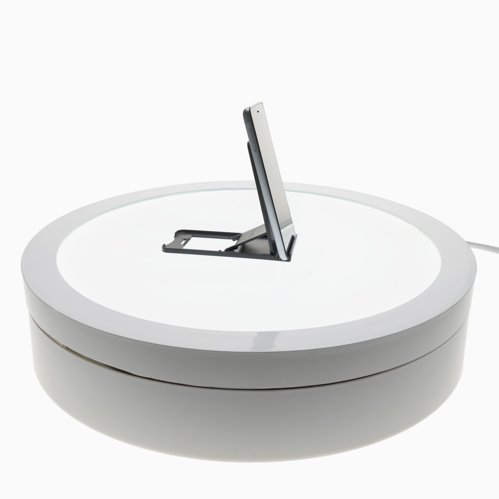 PrimeMatik Plateau Tournant Électrique 50cm Blanc Avec Bouchon - Base Rotative Motorisée 50kg