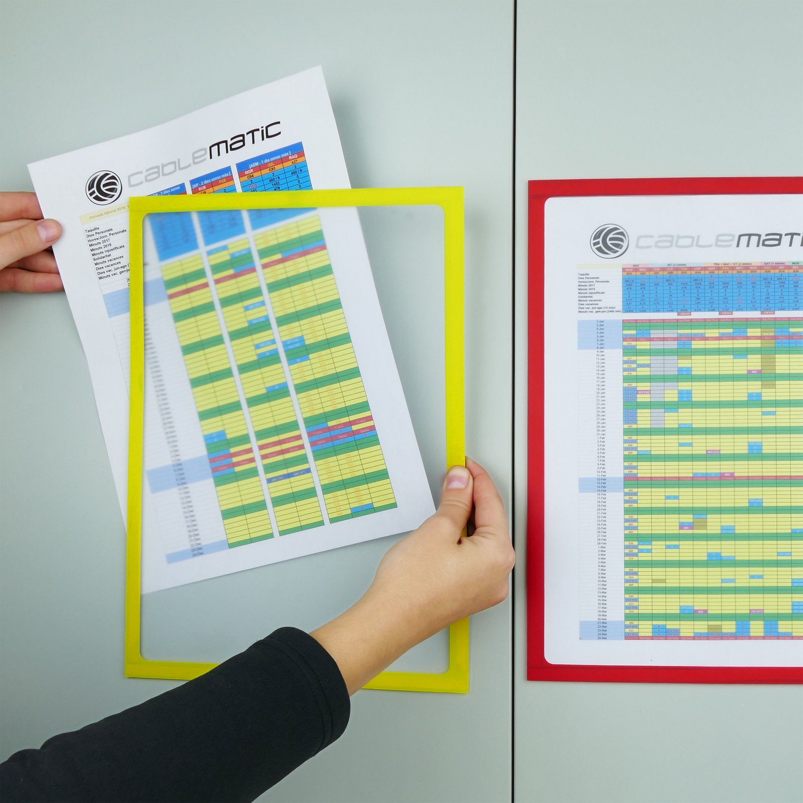 Cornice magnetico porta avvisi per visualizzazione dei documenti A4 con  telaio flessibile giallo - Cablematic