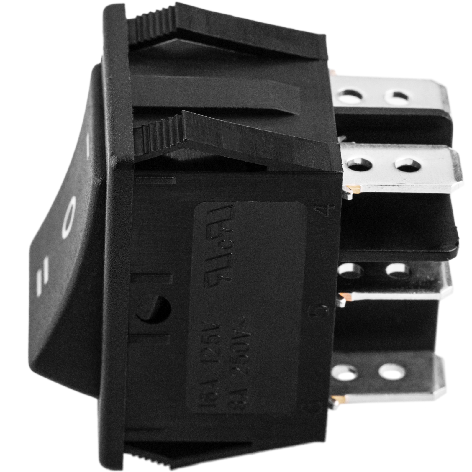 Interruptor Basculante Bipolar - Con 3 Posiciones - I 0 II - 16A - 250V -  Negro