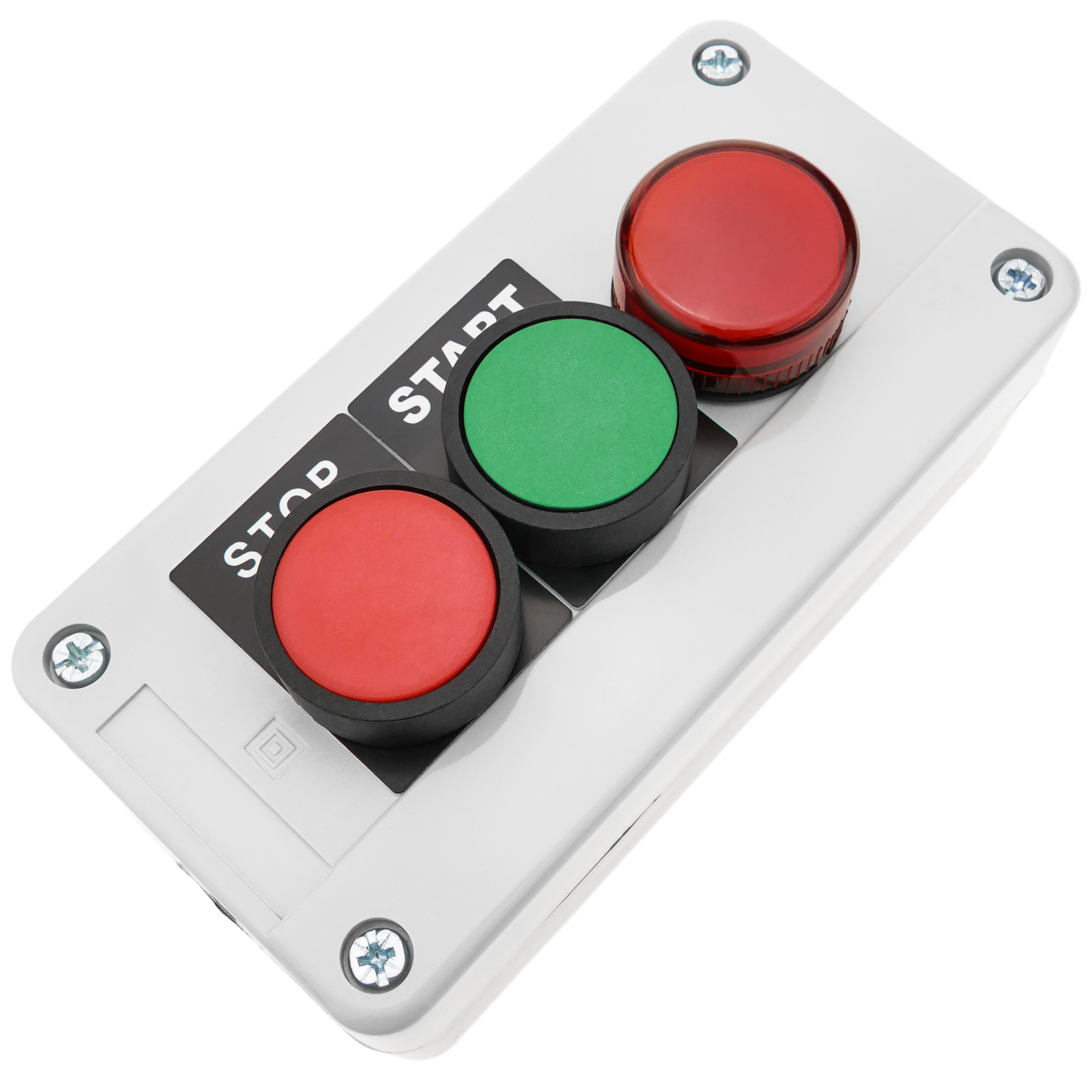 Control box with 2 momentary push buttons green 1NO red 1NC with LED light  - Cablematic