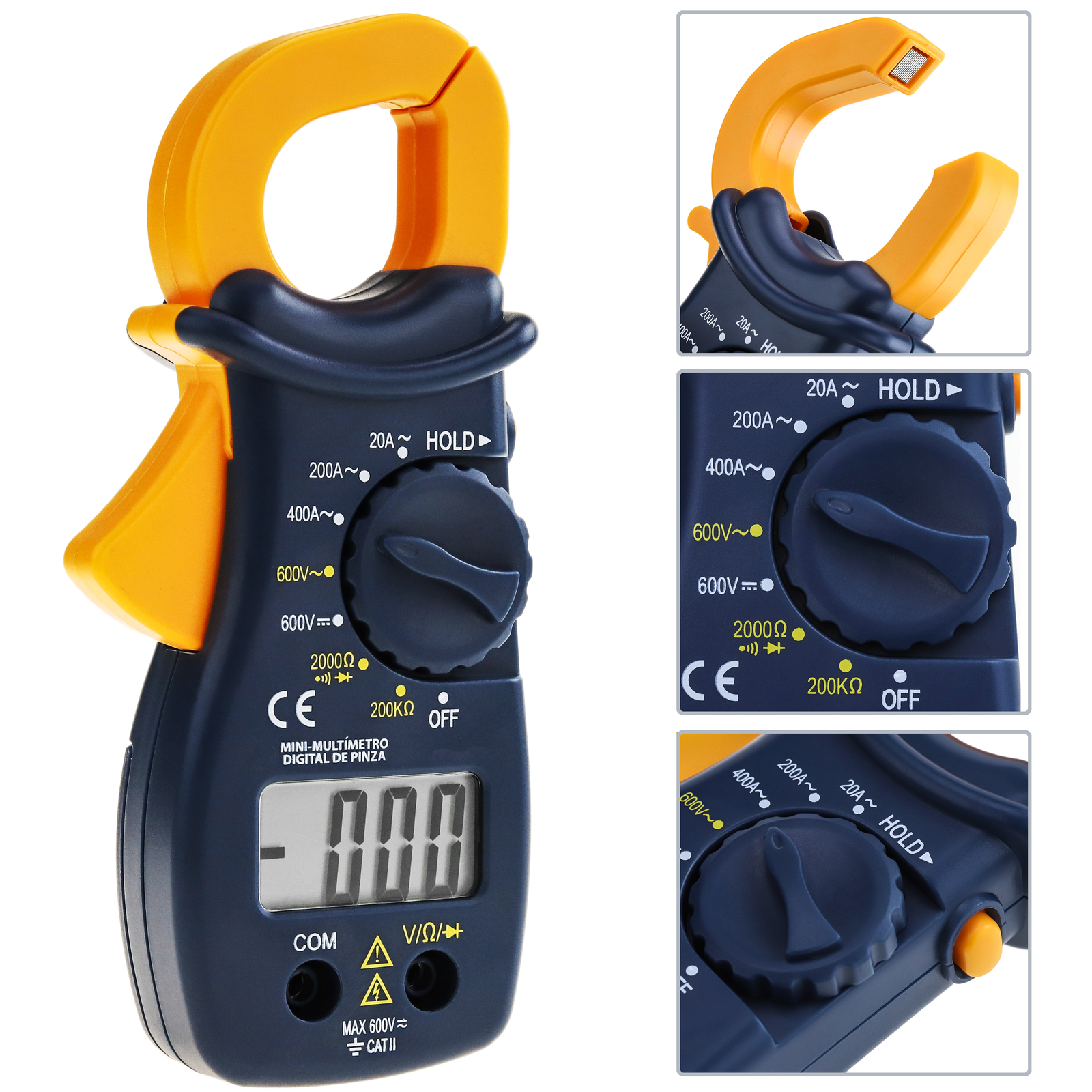 Multímetro digital Pinza amperimétrica AC DC Voltímetro Amperímetro Pinzas  amperimétricas de corriente Ohmímetro Probador de voltios Medidor LCD  Probador múltiple digital de bolsillo : : Bricolaje y herramientas