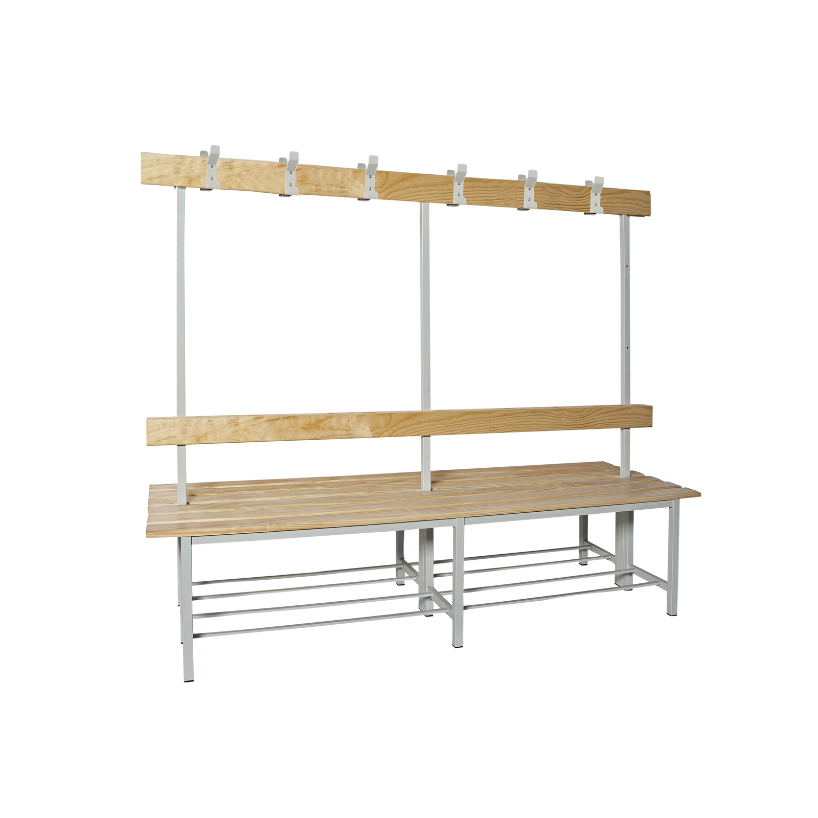 Banco de vestuario de metal y madera con perchero de 1800 x 1000 x 350 mm.  - Cablematic