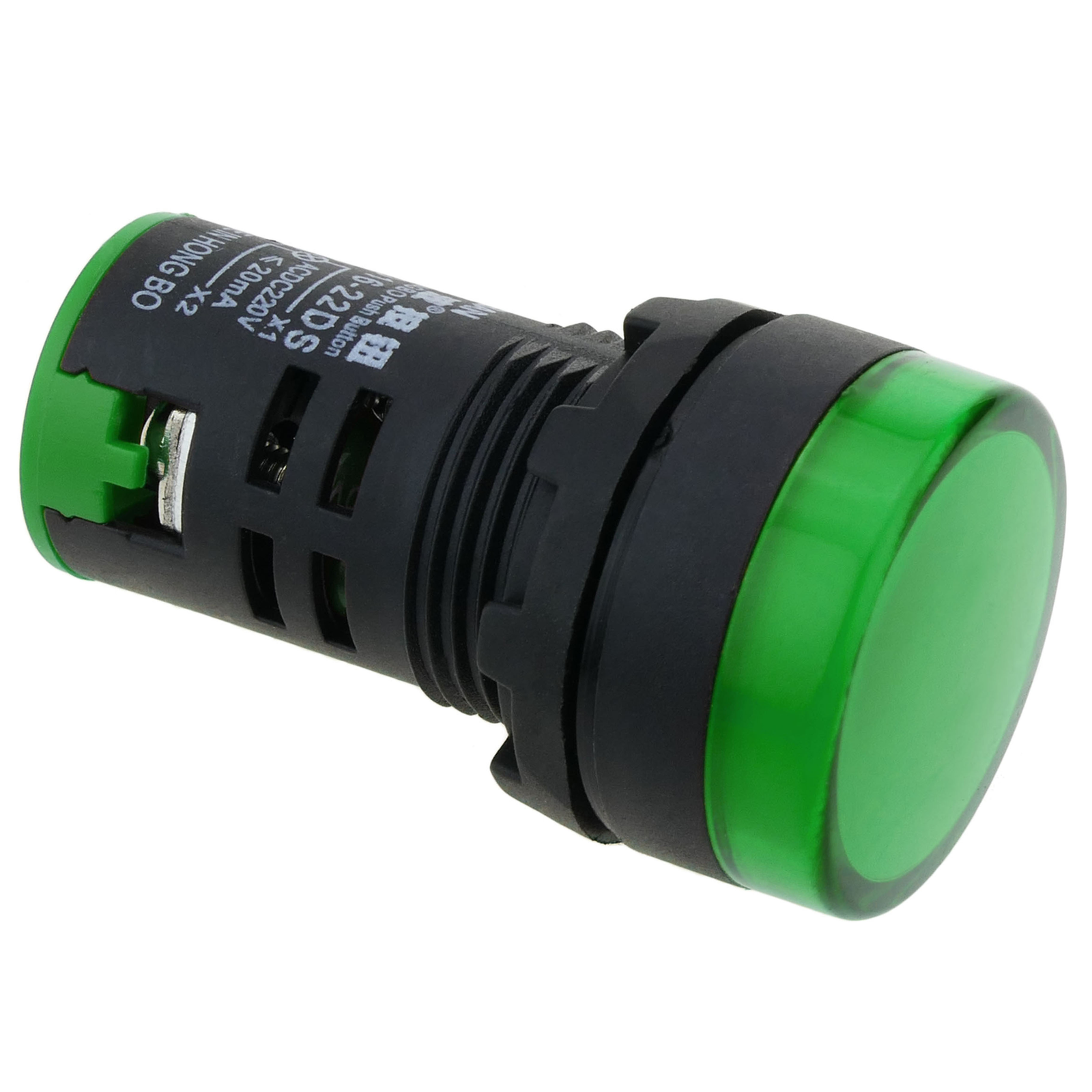 Luz piloto LED de 22 mm para paneles de control 220 VAC verde - Cablematic