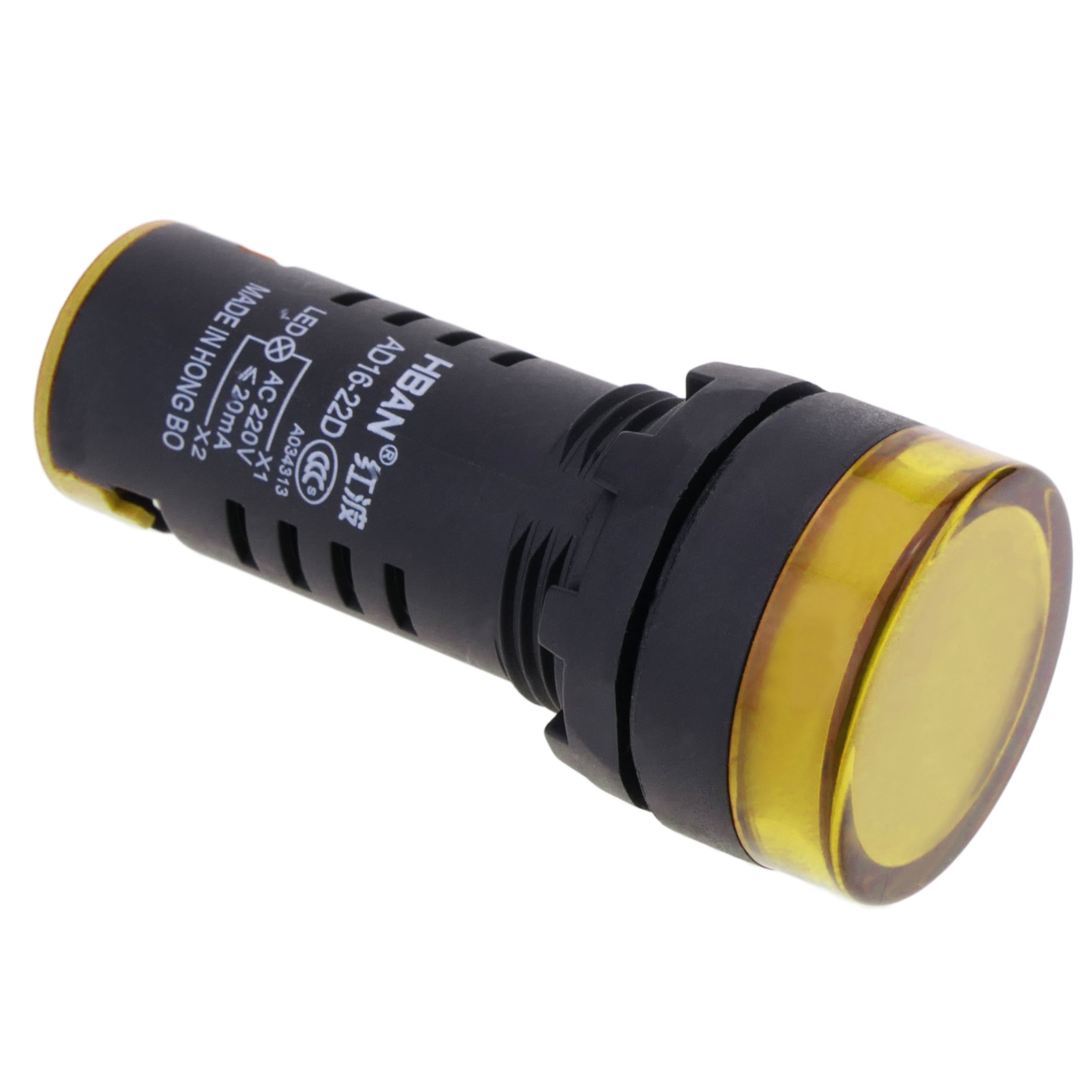 Luz piloto LED intermitente de 22 mm para paneles de control 220 VAC  amarillo - Cablematic