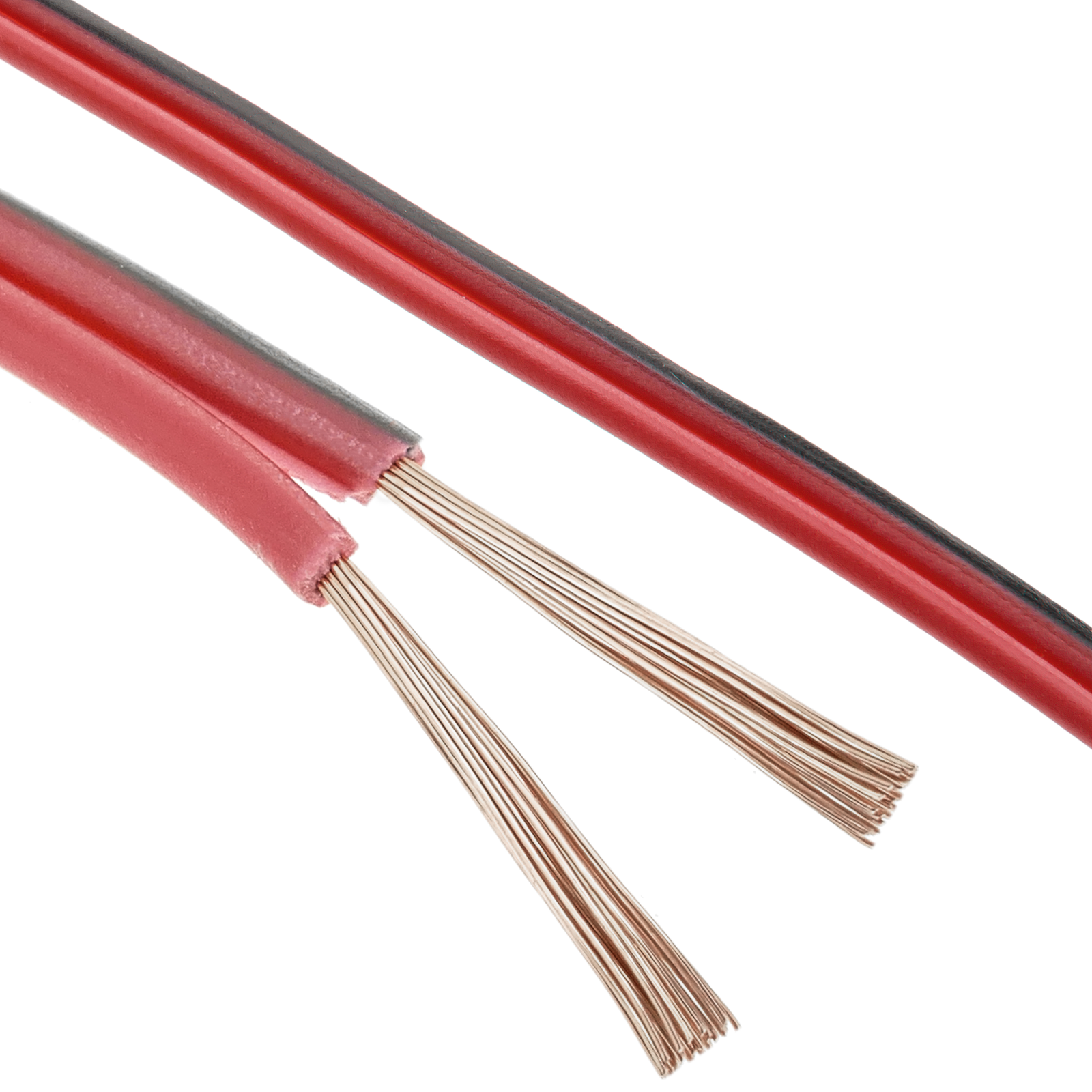 Rollo Cable Eléctrico de 100 m, Paralelo, Sección de cable en dos Medidas, Color Negro y Rojo