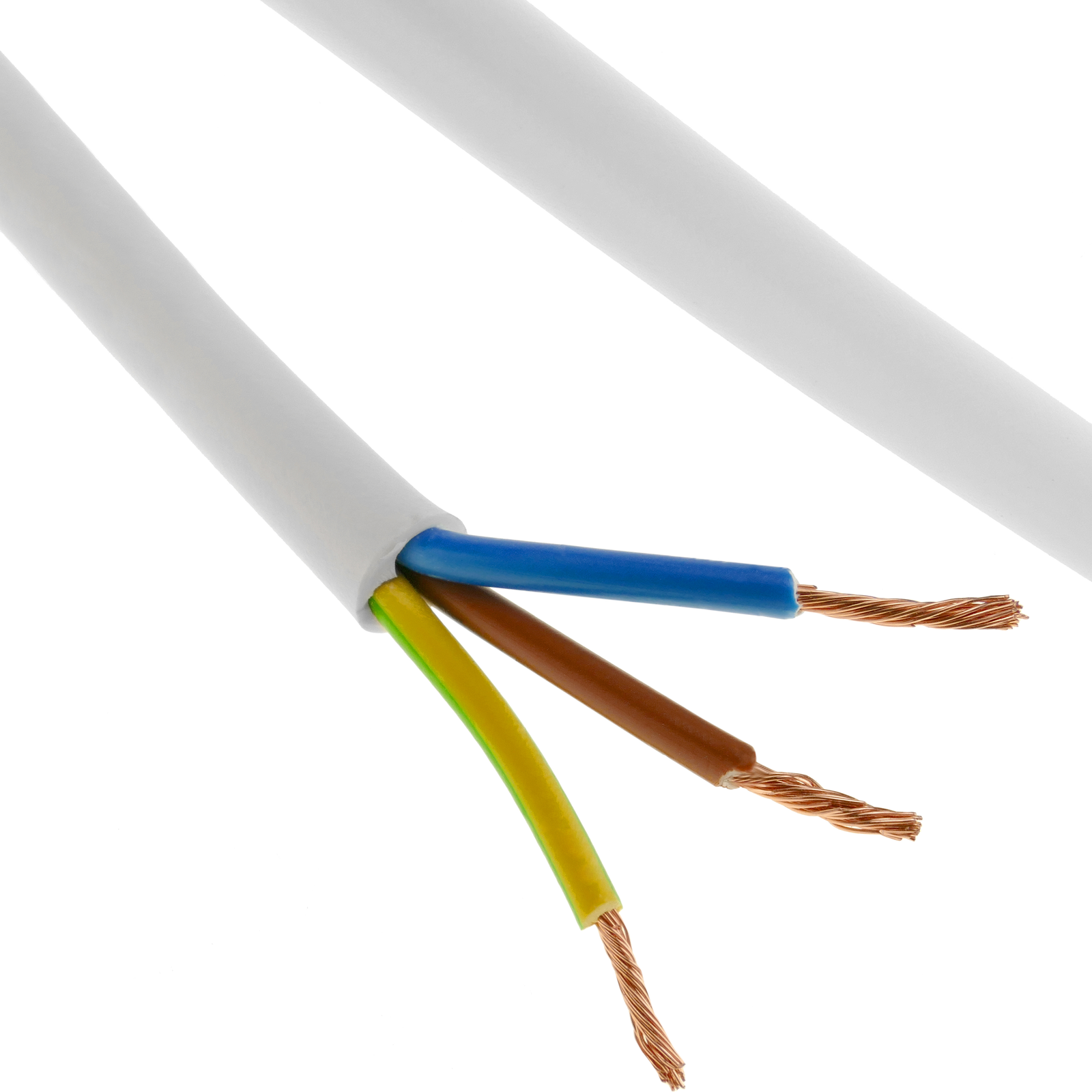 Cable electrico blanco 3hilos 1,5mm2 ø8mm (5m) desnuado de un costado