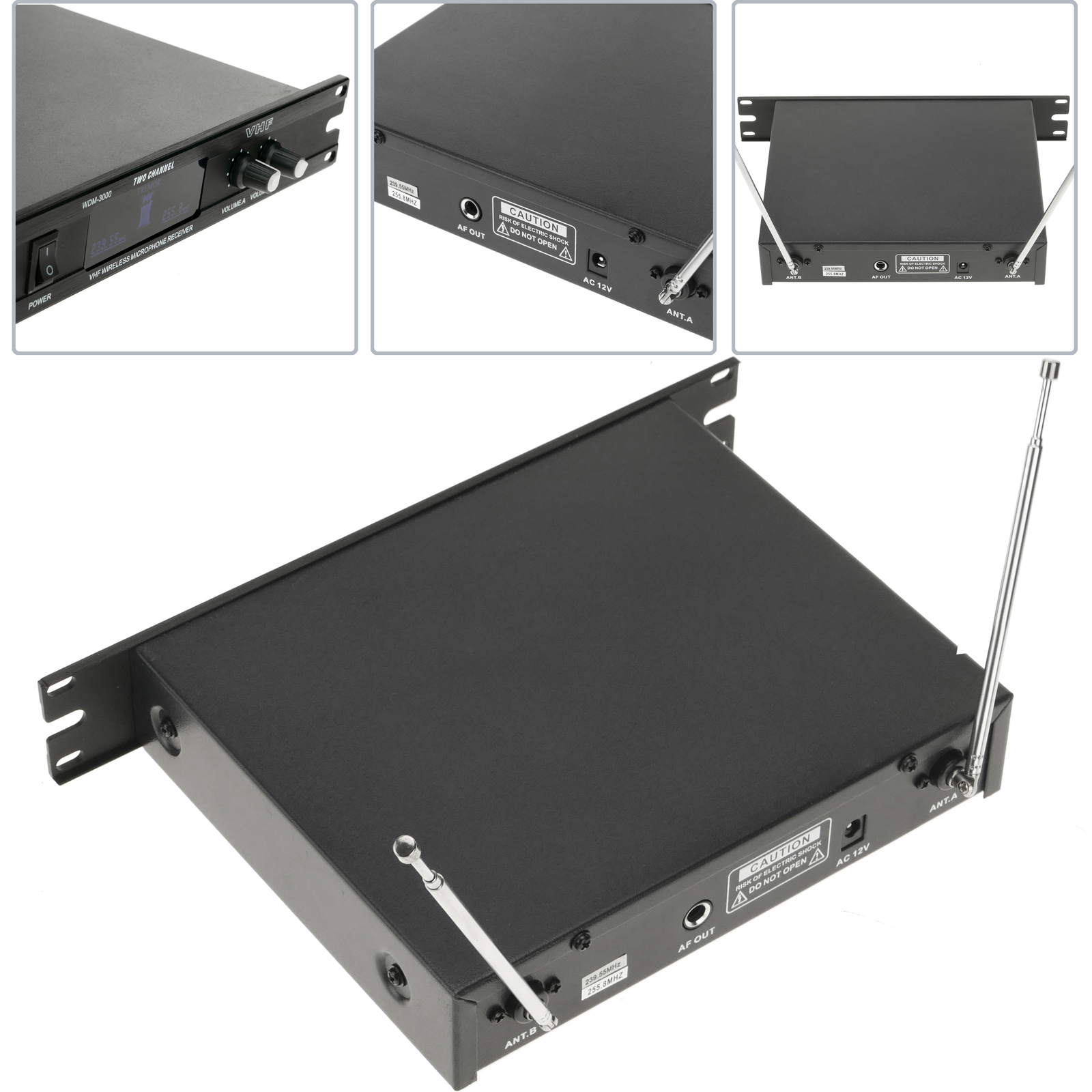 Micrófonos inalámbricos de mano 2 unidades compatible rack 10 VHF 200 -  280 MHz - Cablematic