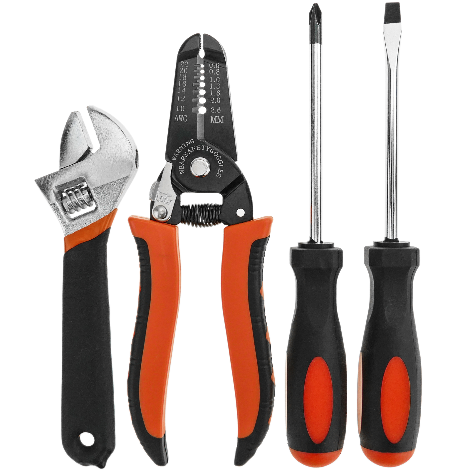Basic tool kit. Set of 11 pieces. Screwdriver, wire stripper, tape measure,  wrench, etc. - Cablematic