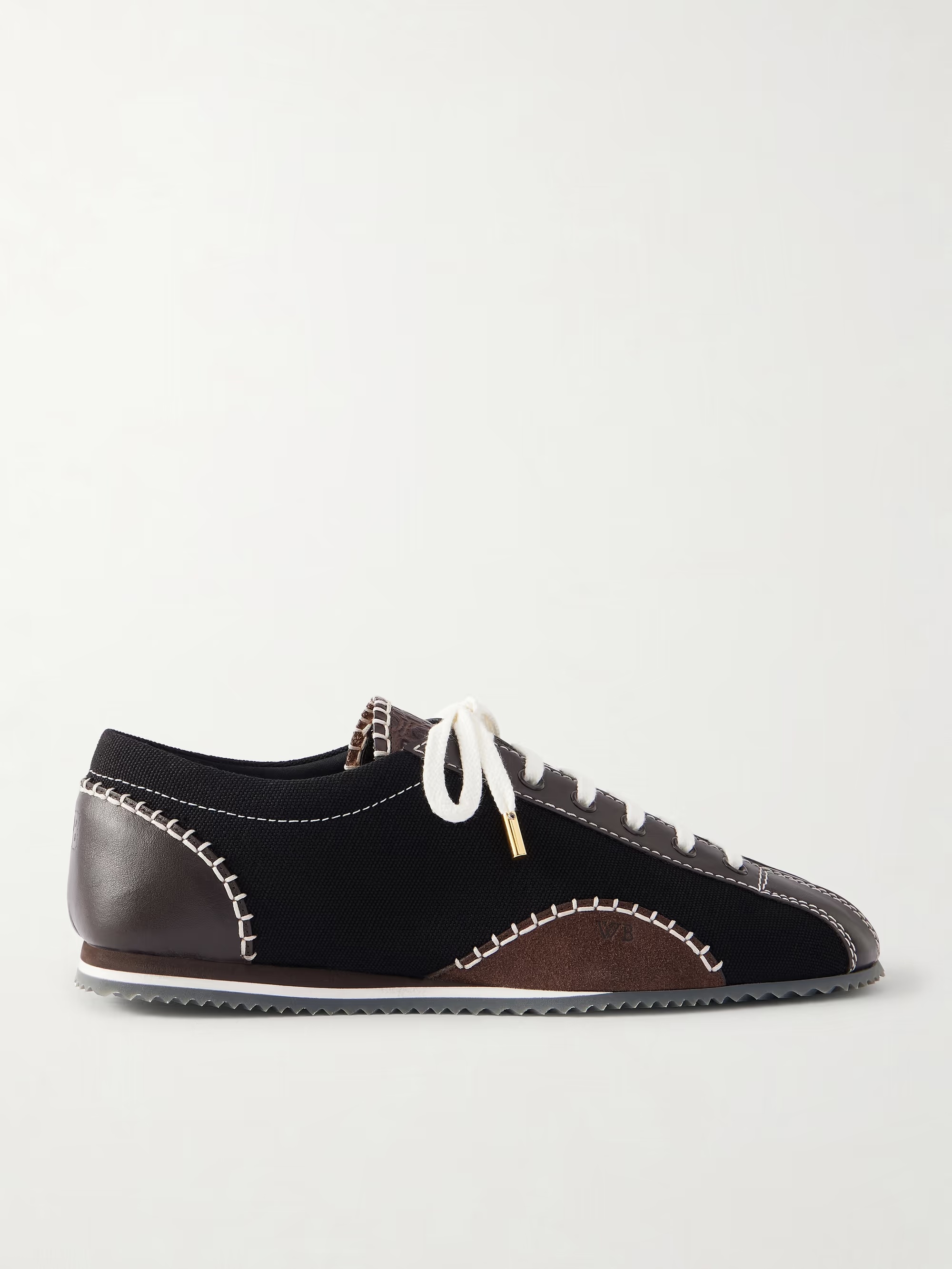 Paris suede-trimmed leather  canvas sneakers