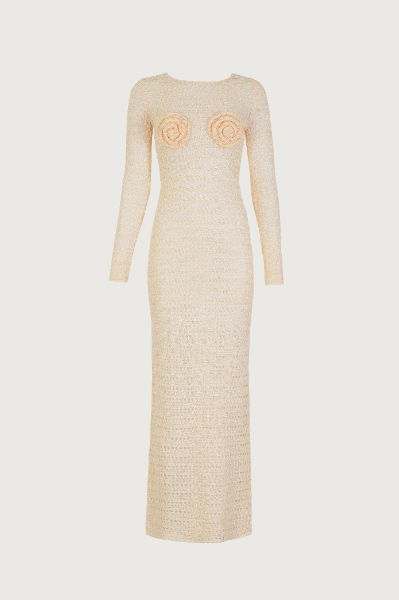 Rosette Crochet Dress (Cream)