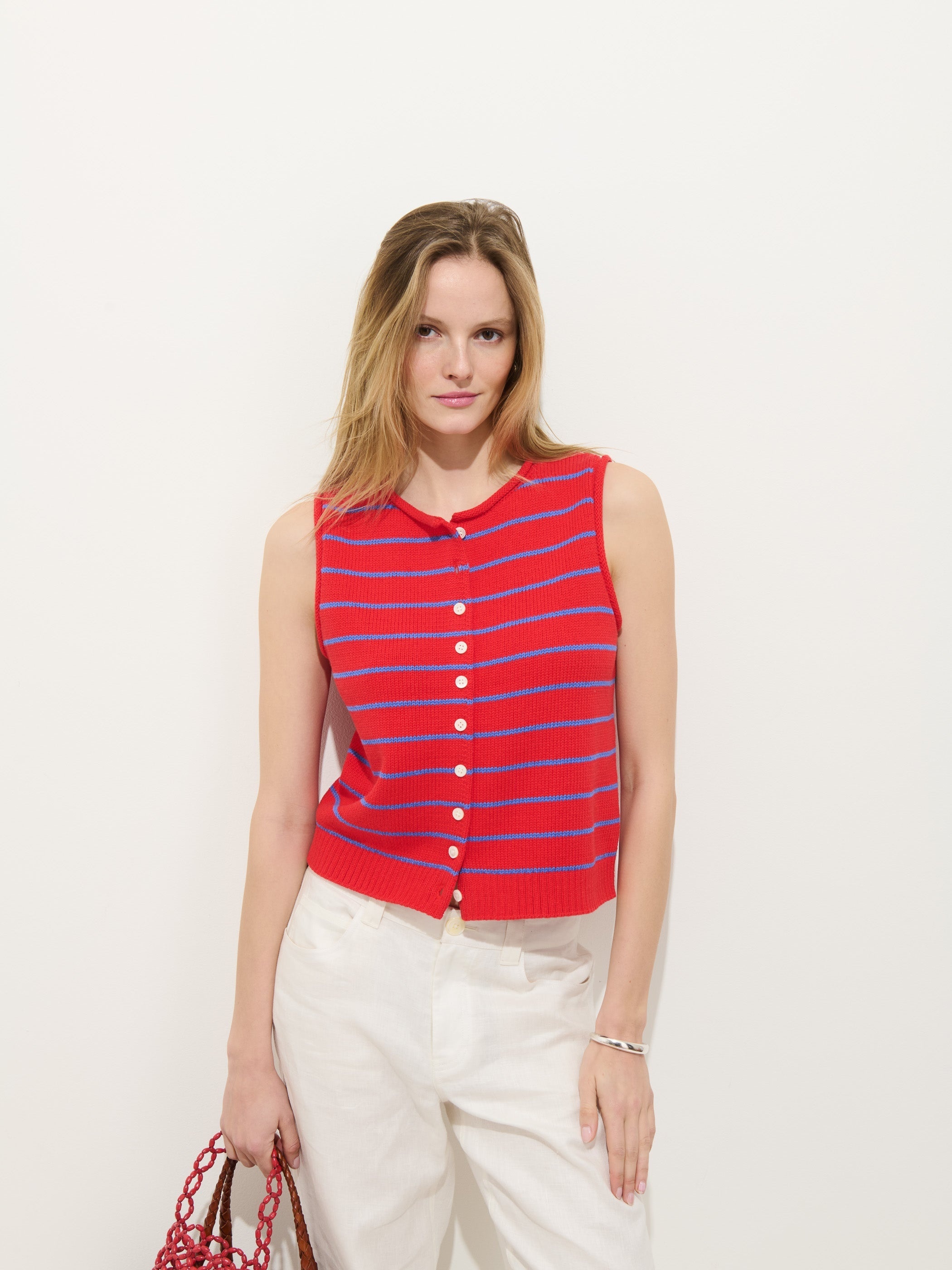 Taylor Striped Vest  Cotton