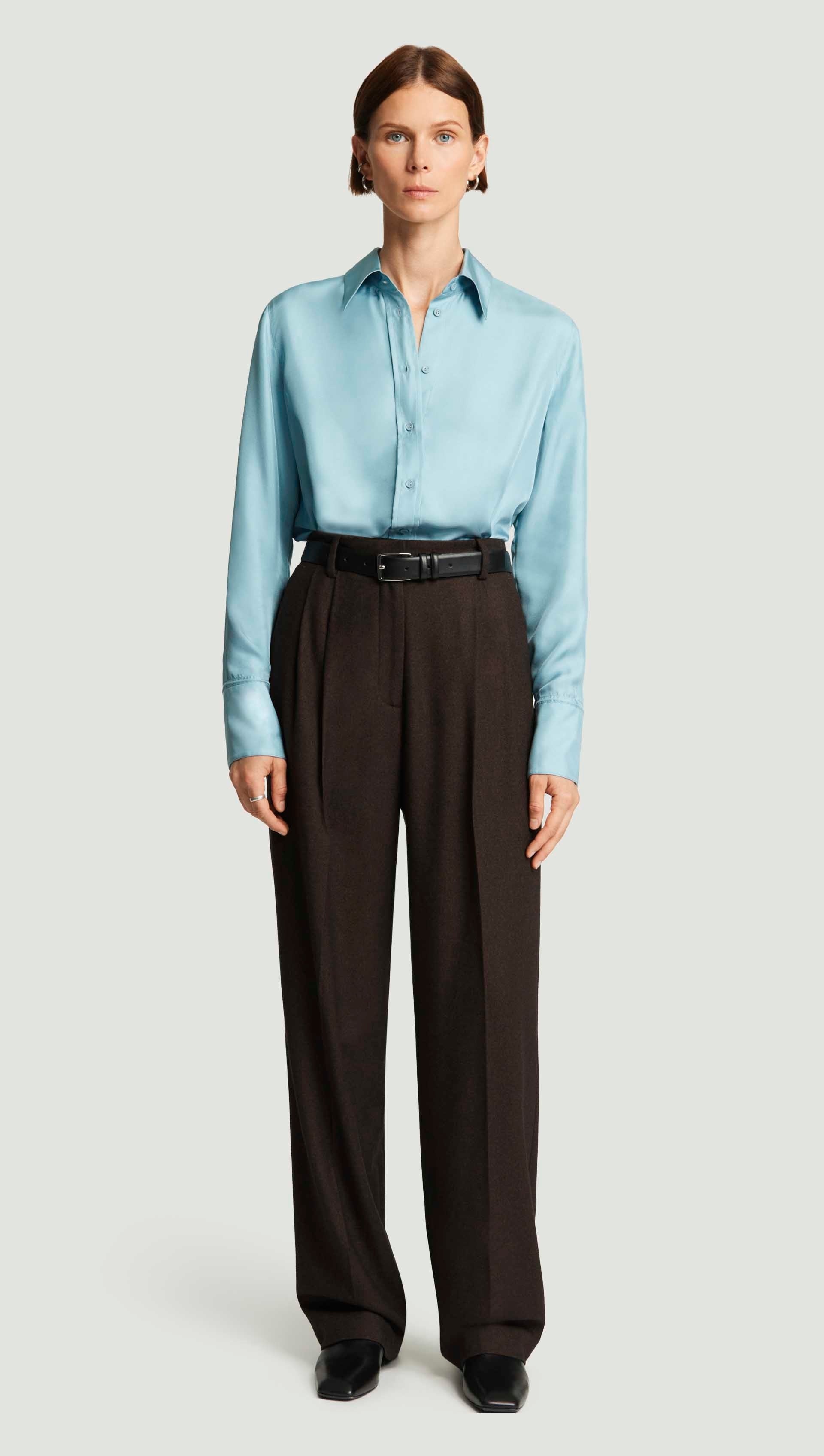 Pleated Tapered Trouser  Brushed Wool