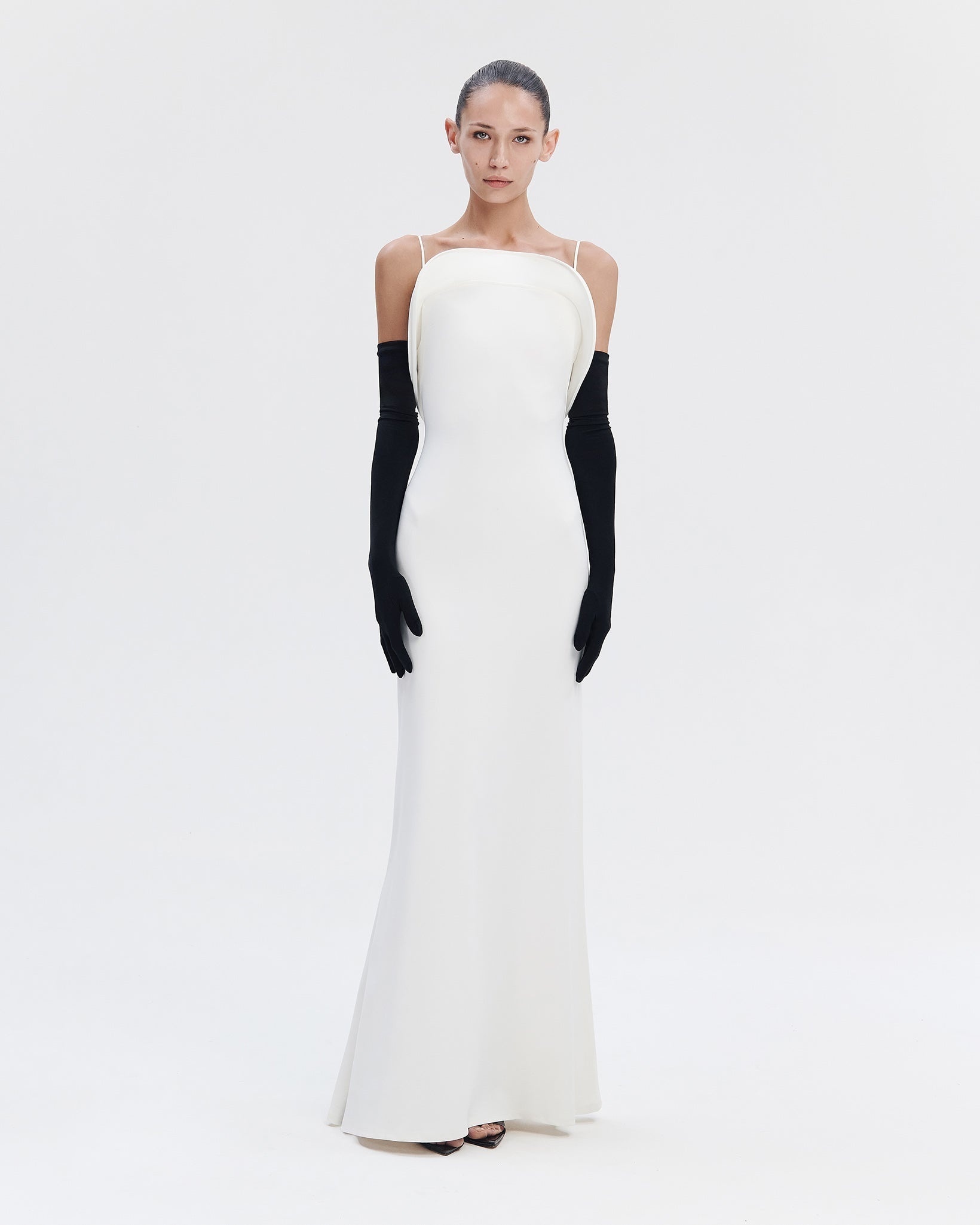 Tailored Stretch-Fit Maxi Dress  White