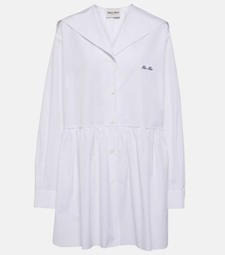 Gathered cotton poplin shirt dress
