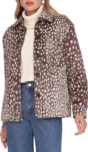 Cheetah Print Faux Fur Shirt Jacket