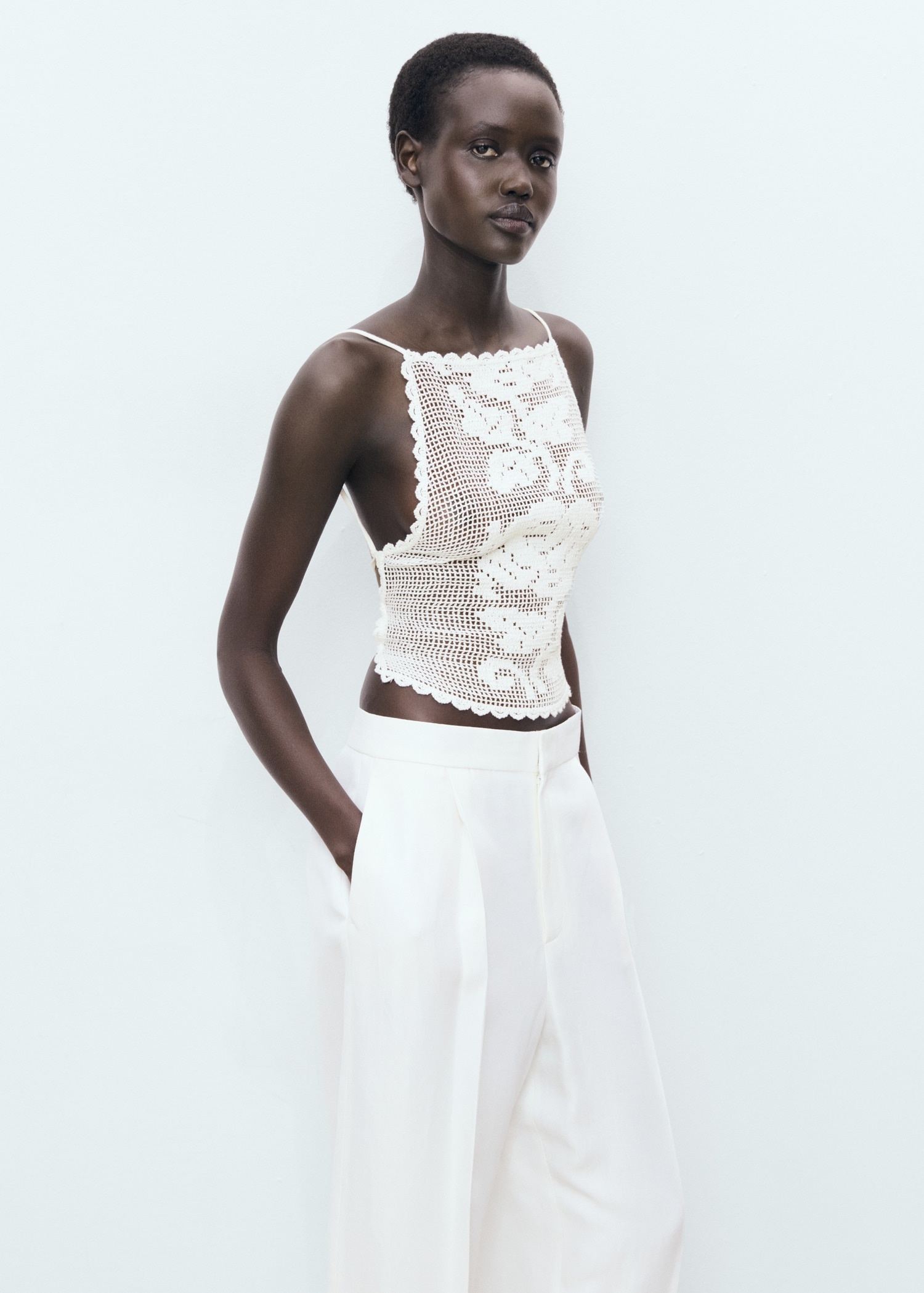 Open-back crochet top