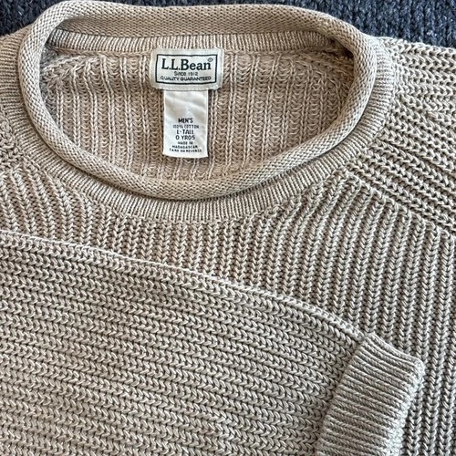 Vintage LL Bean Sweater Mens Large T Brown Roll Neck Long Sleeve Knit Fisherman