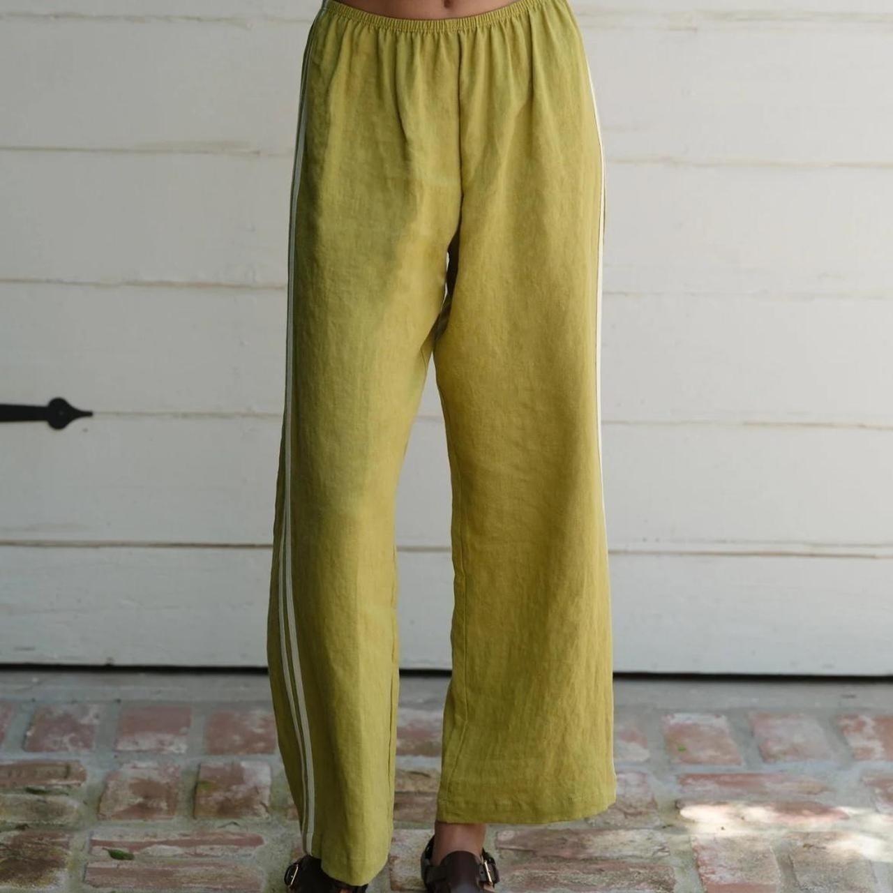 DONNI. Womens Green  Yellow Trousers