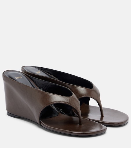 Yaga leather wedge thong sandals