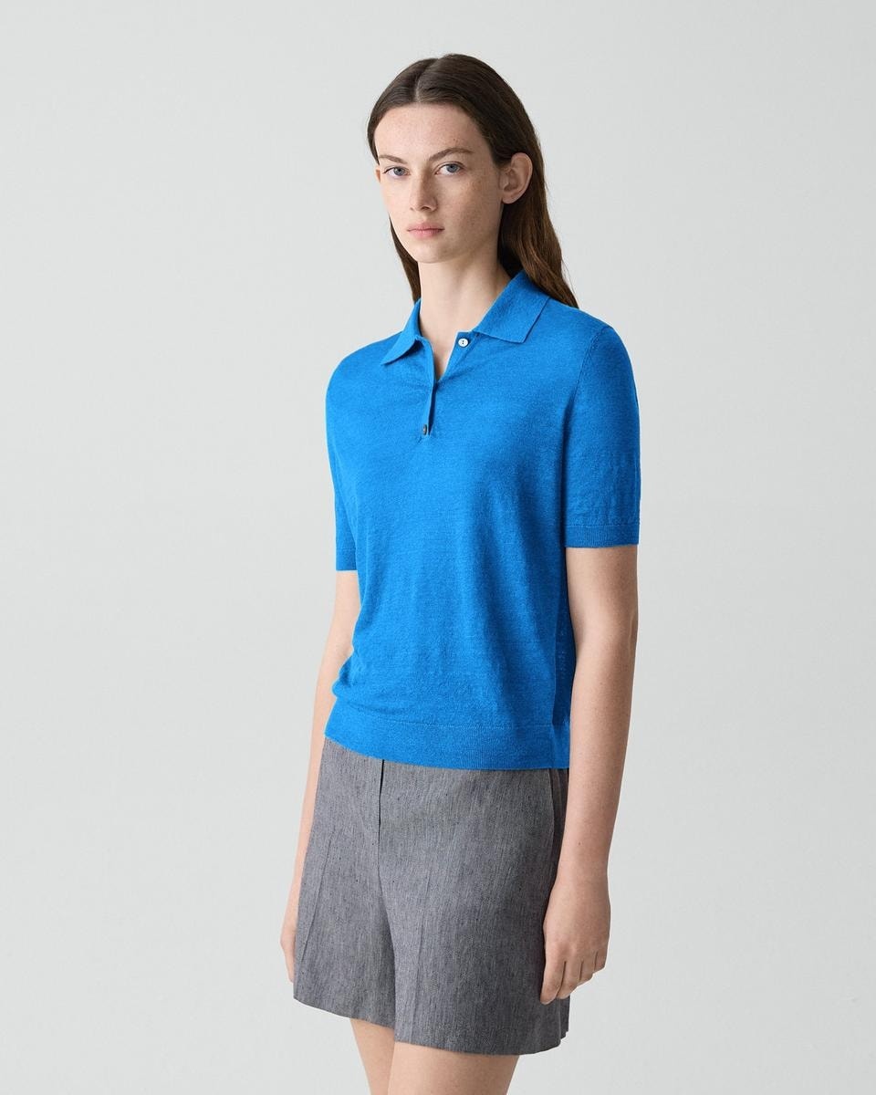 Sheer Polo Shirt  Linen Knit