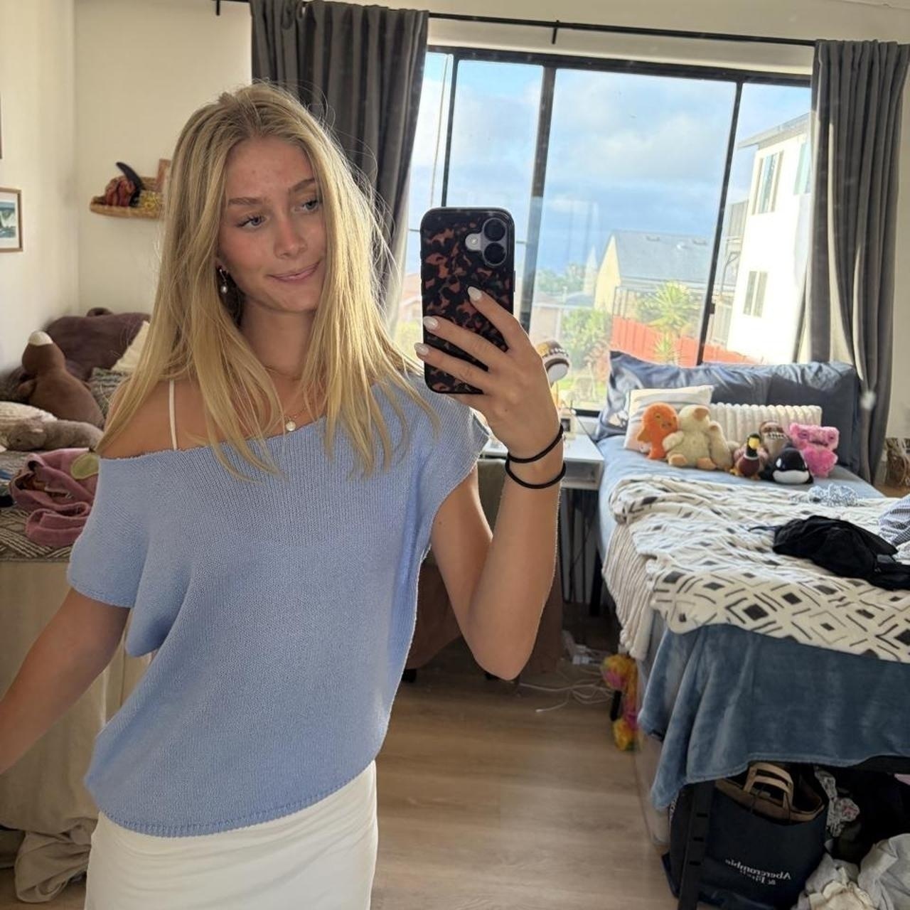 Womens Blue Crop-top