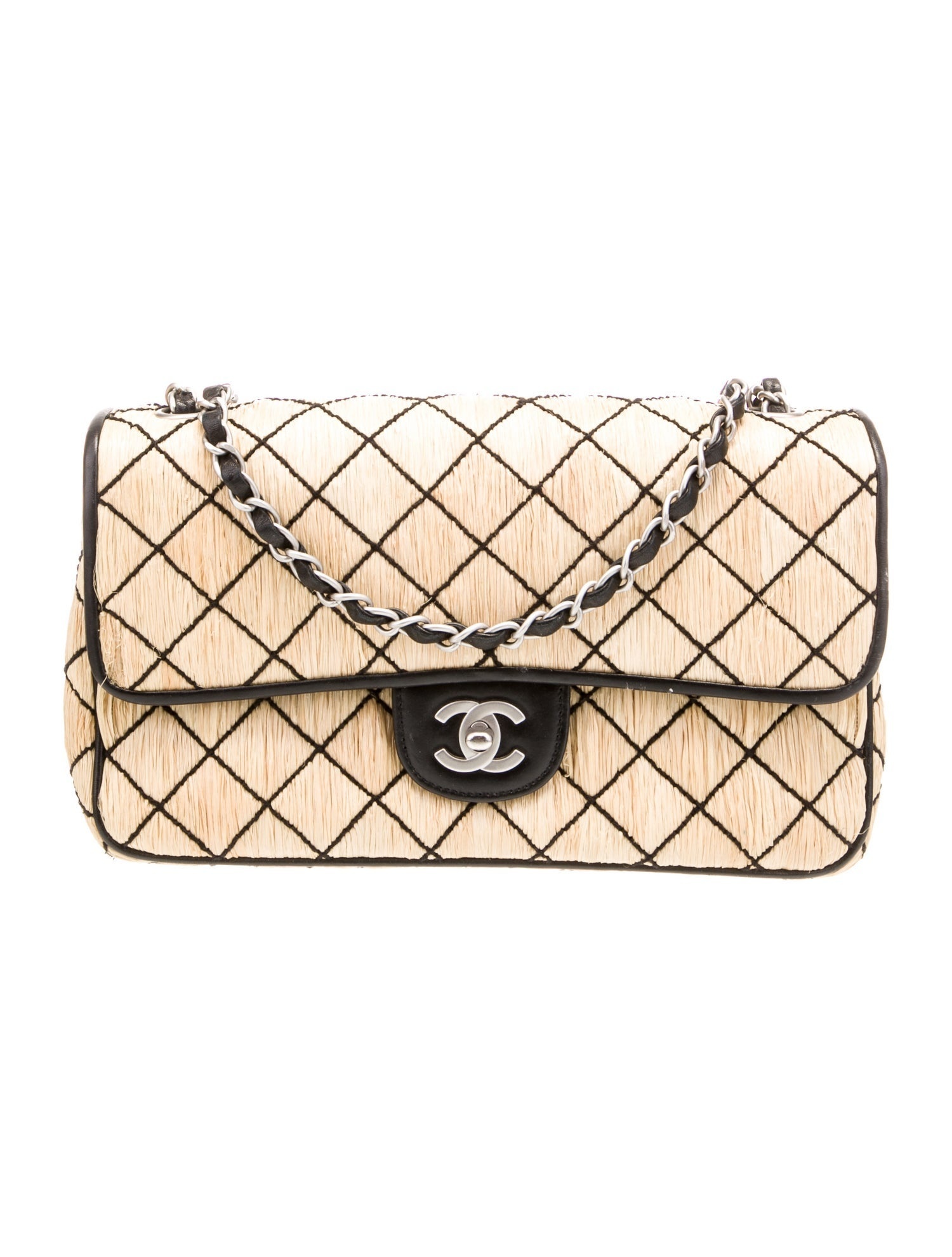 Classic Medium Raffia Single Flap Bag