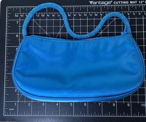 Vintage VALERIE STEVENS Turquoise Blue Shoulder Purse Beaded Strap Prom Elegant
