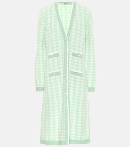 Houndstooth wool-blend cardigan