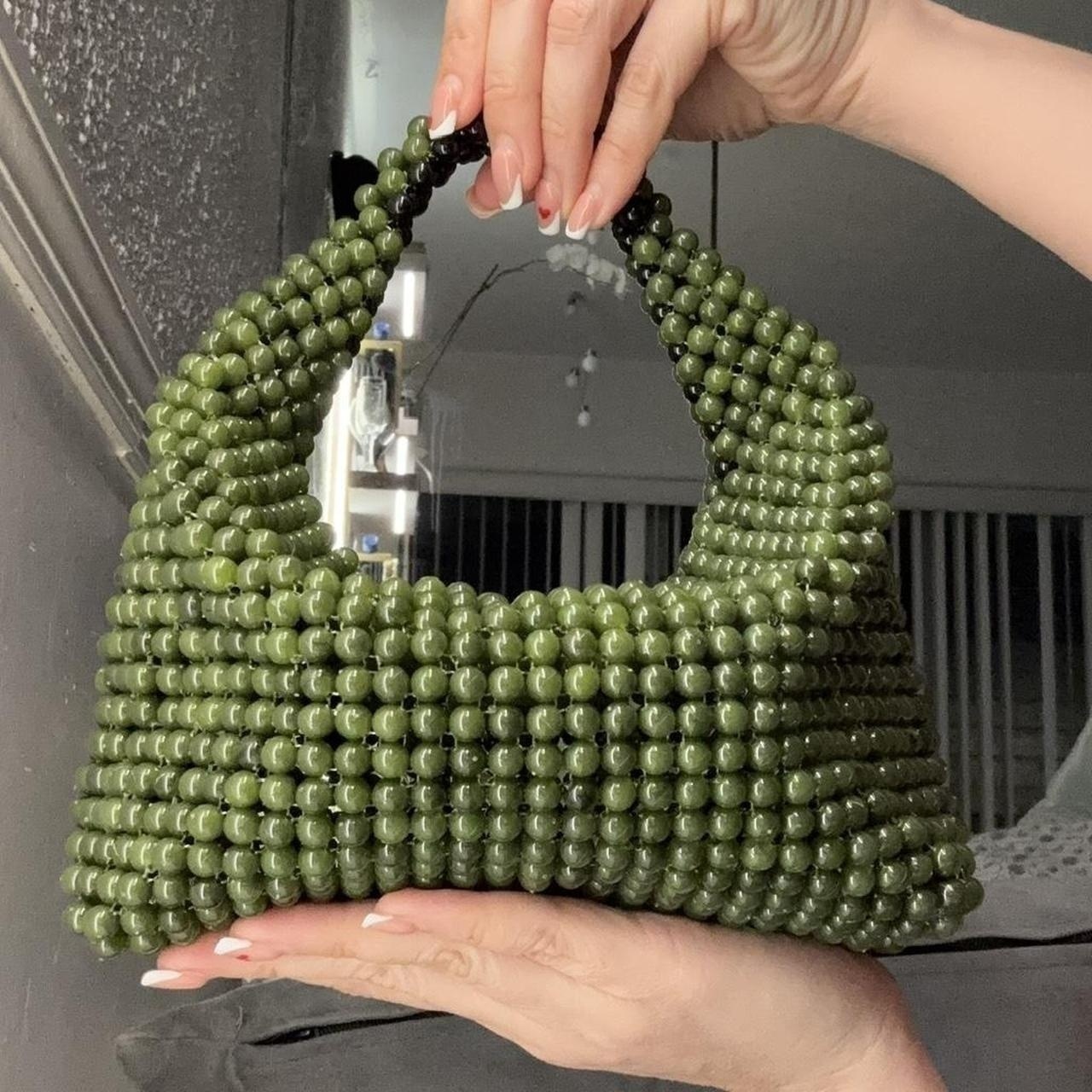 Green beaded handbag  #beaded...