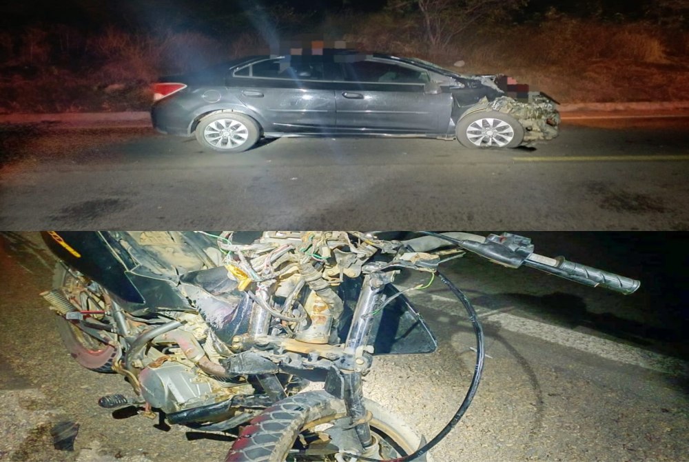 Colisão frontal entre carro e motocicleta deixa dois mortos e quatro feridos na BR-316, em Araripina