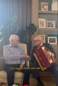 Governador toca sanfona no aniversário de 96 anos do pai, no RS