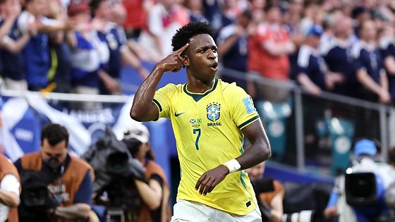 Vini Jr brilha, Brasil vence Escócia e se classifica em 1º