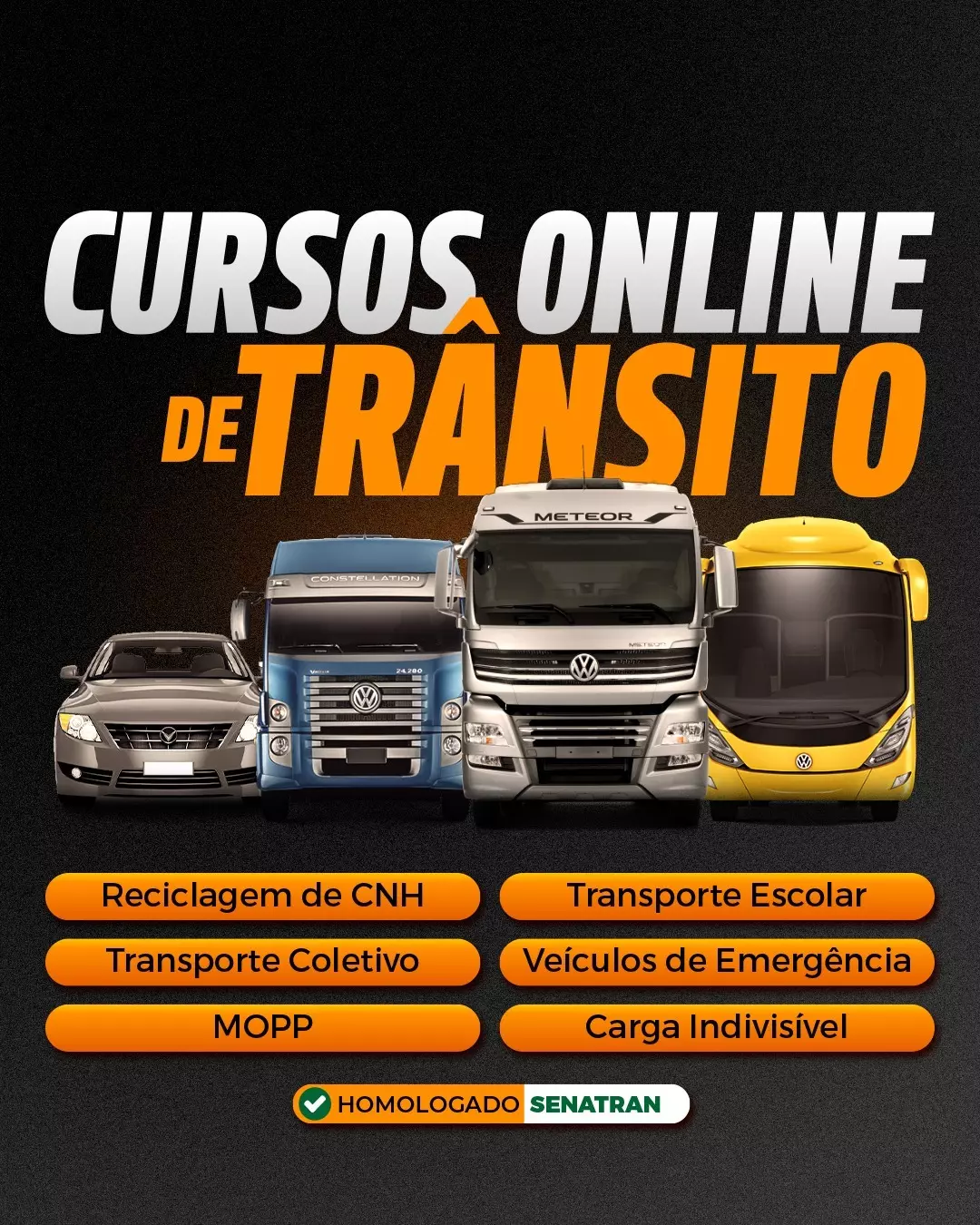 A imagem mostra divulgação de cursos de trânsito