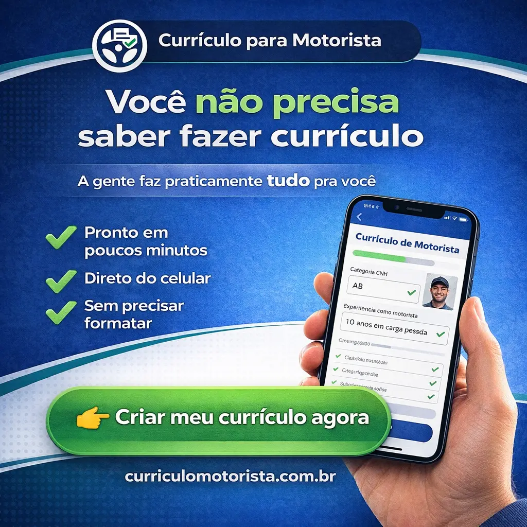 Divulgação do aplicativo curriculo motorista - Criar currículo agora